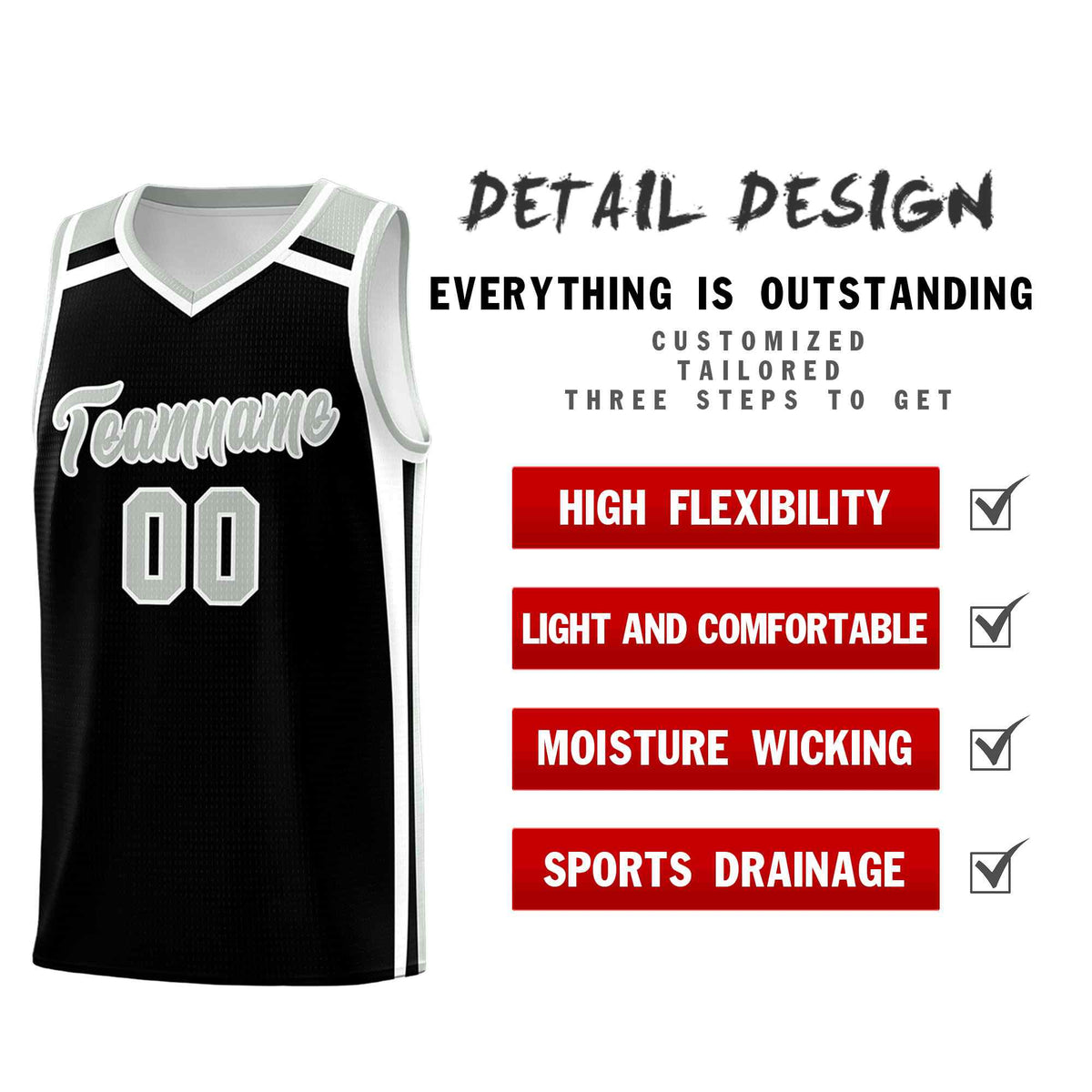 Custom Red Gray White Trendy Color Charge Series Sports Uniform Basketball Jersey