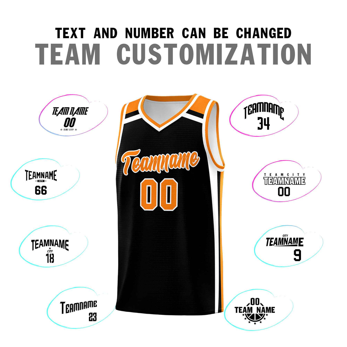 Custom Black Orange White Trendy Color Charge Series Sports Uniform Basketball Jersey