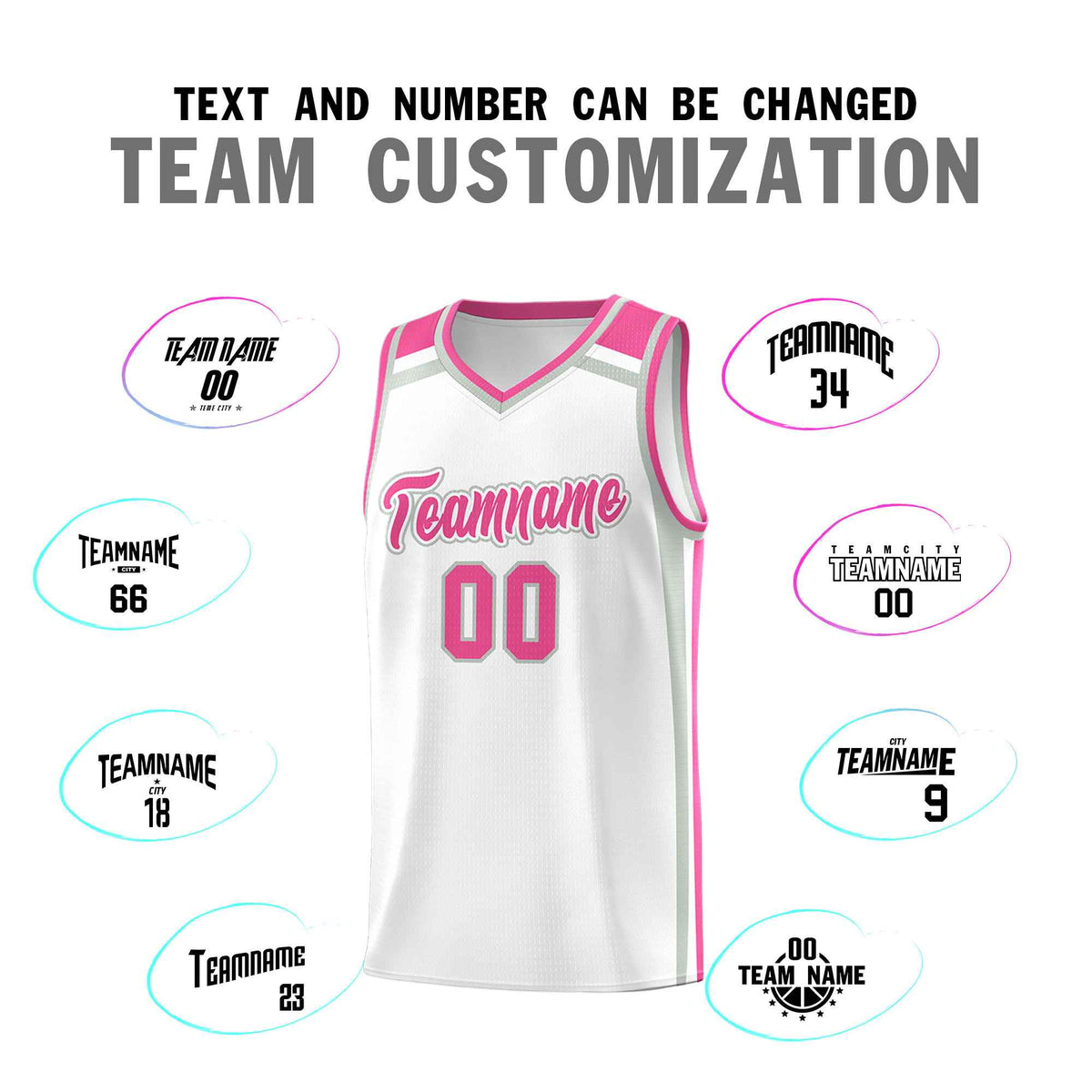 Custom White Gray Pink Trendy Color Charge Series Sports Uniform Basketball Jersey