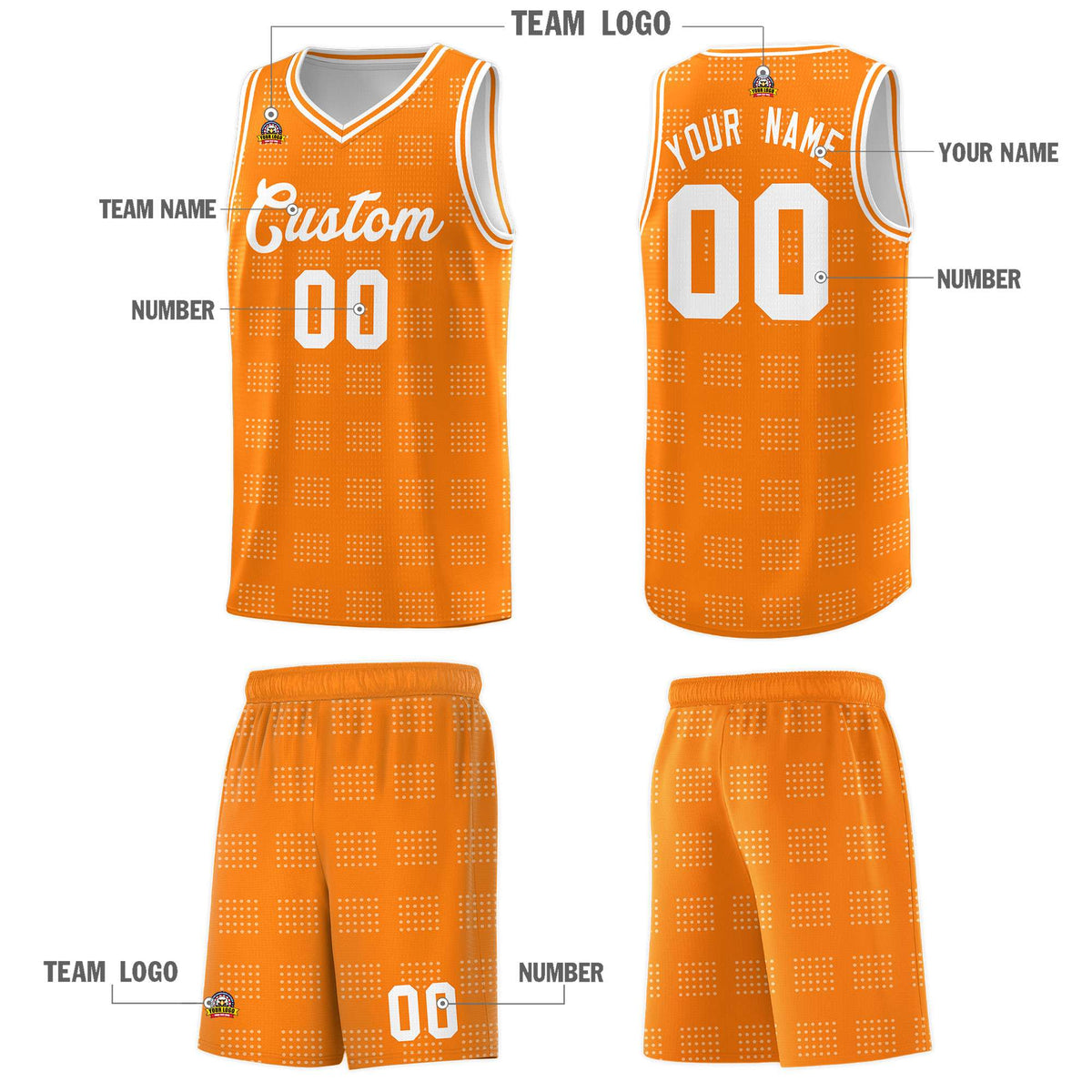 Custom Orange White Trailblazer Dot Pattern Sports Uniform Basketball Jersey