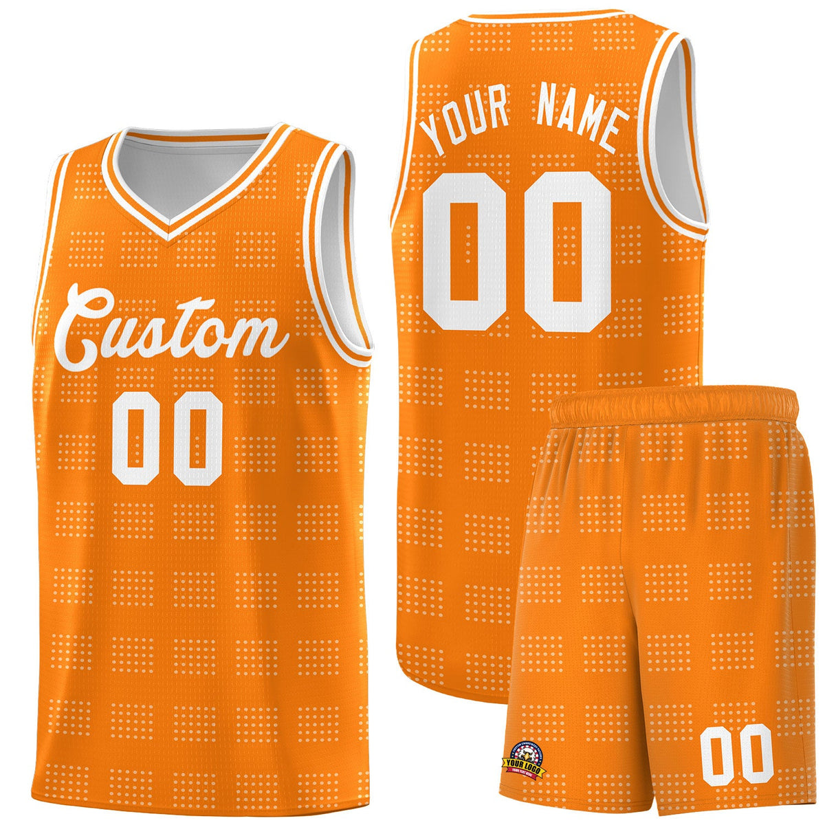 Custom Orange White Trailblazer Dot Pattern Sports Uniform Basketball Jersey