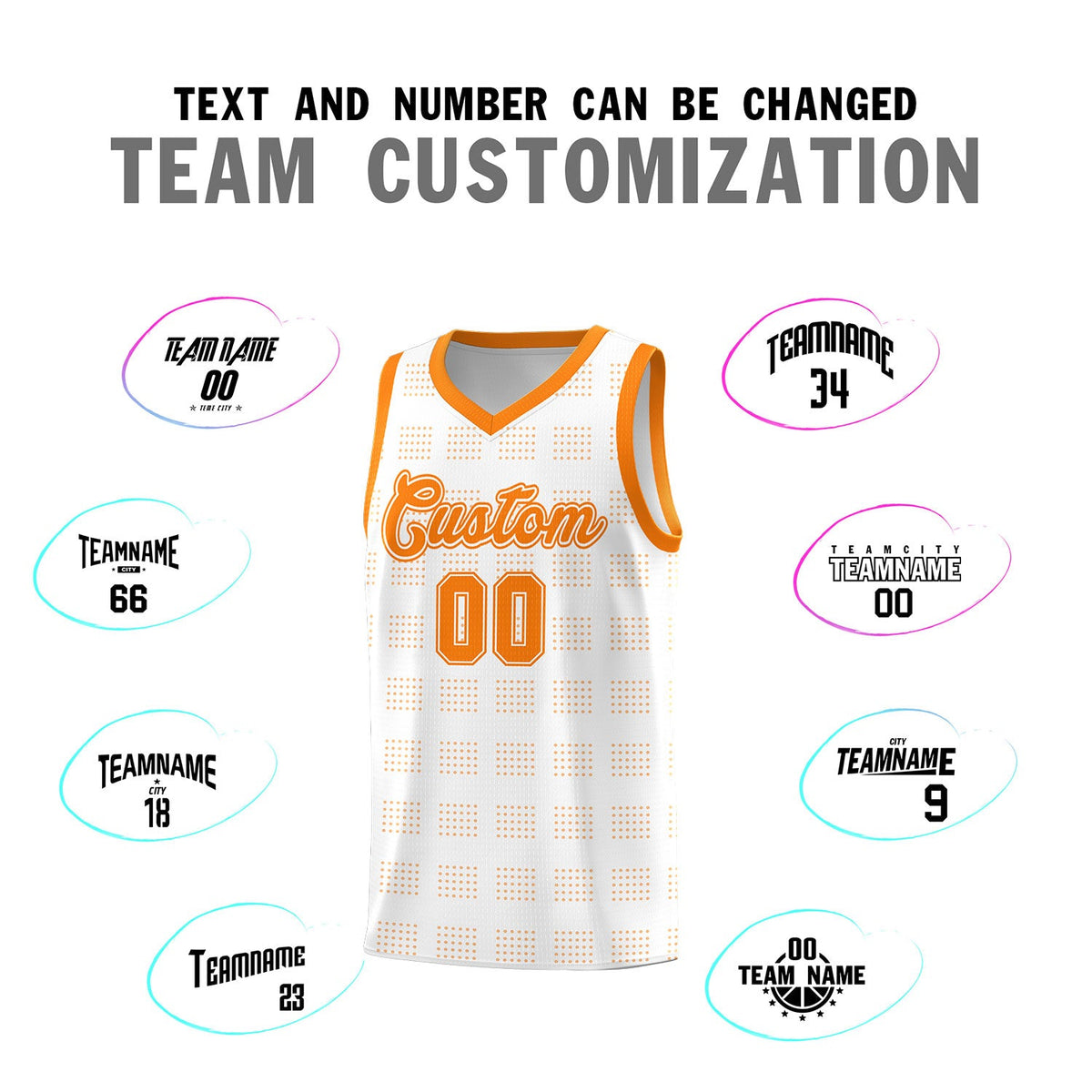 Custom White Orange Trailblazer Dot Pattern Sports Uniform Basketball Jersey