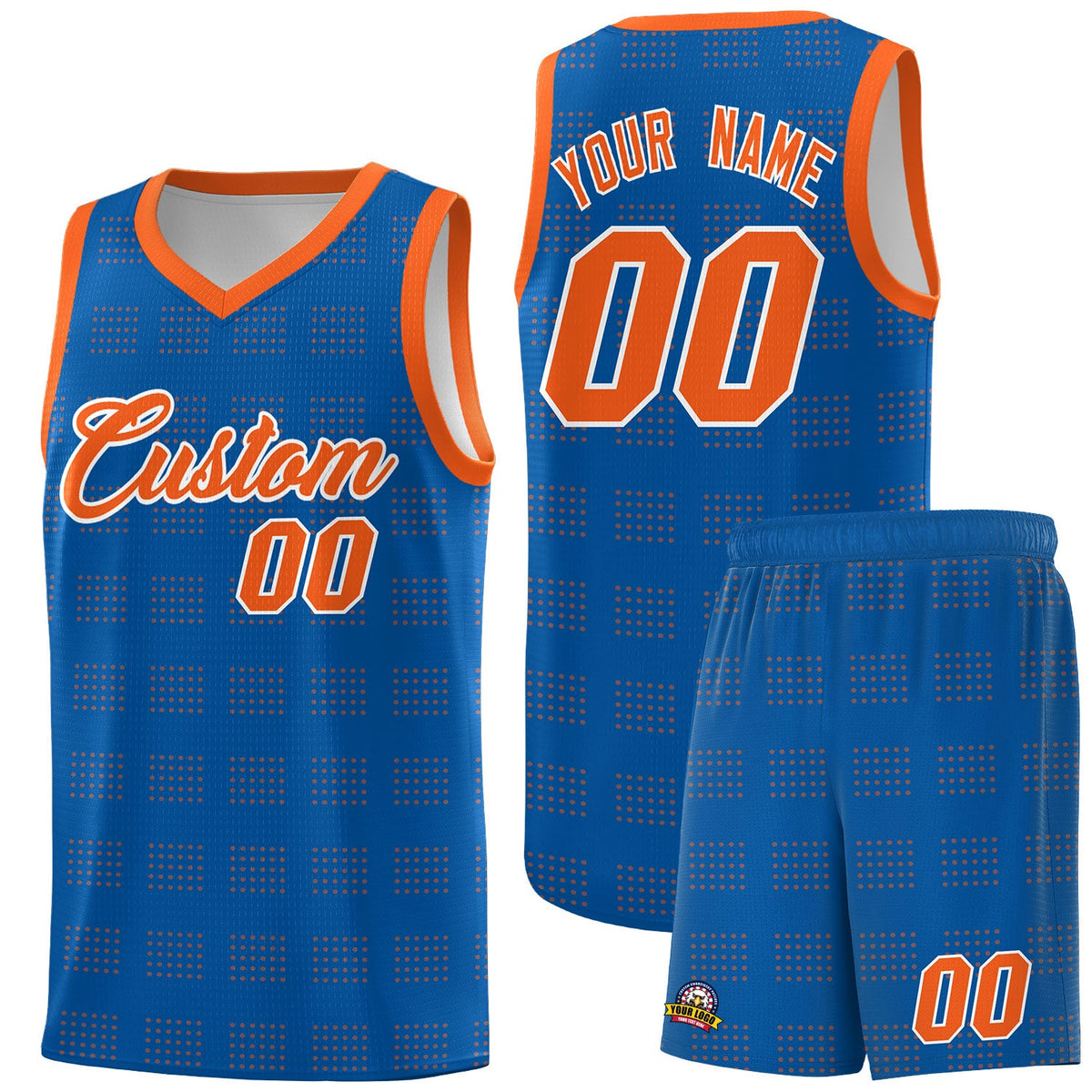 Custom Royal Orange Trailblazer Dot Pattern Sports Uniform Basketball Jersey