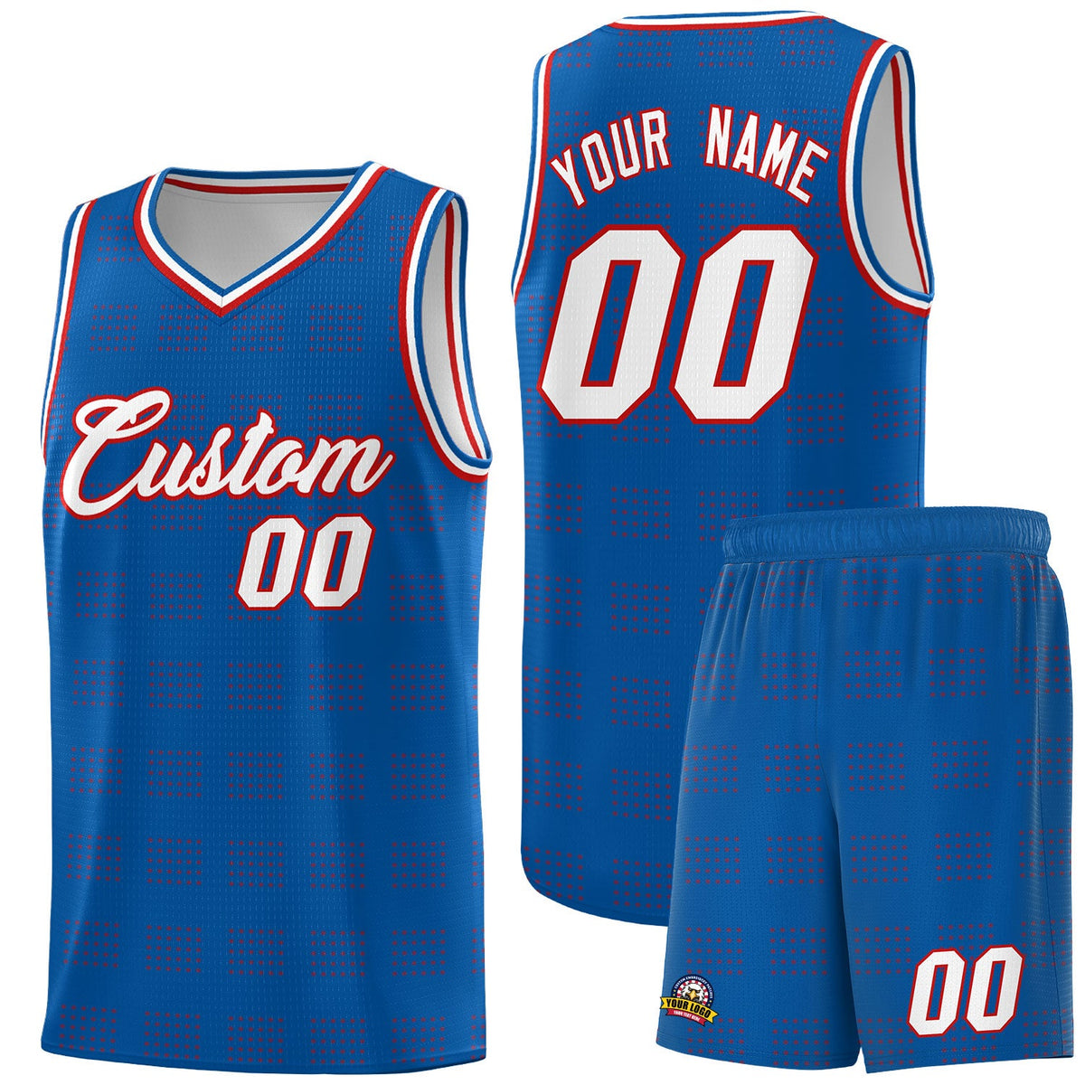 Custom Royal Red Trailblazer Dot Pattern Sports Uniform Basketball Jersey
