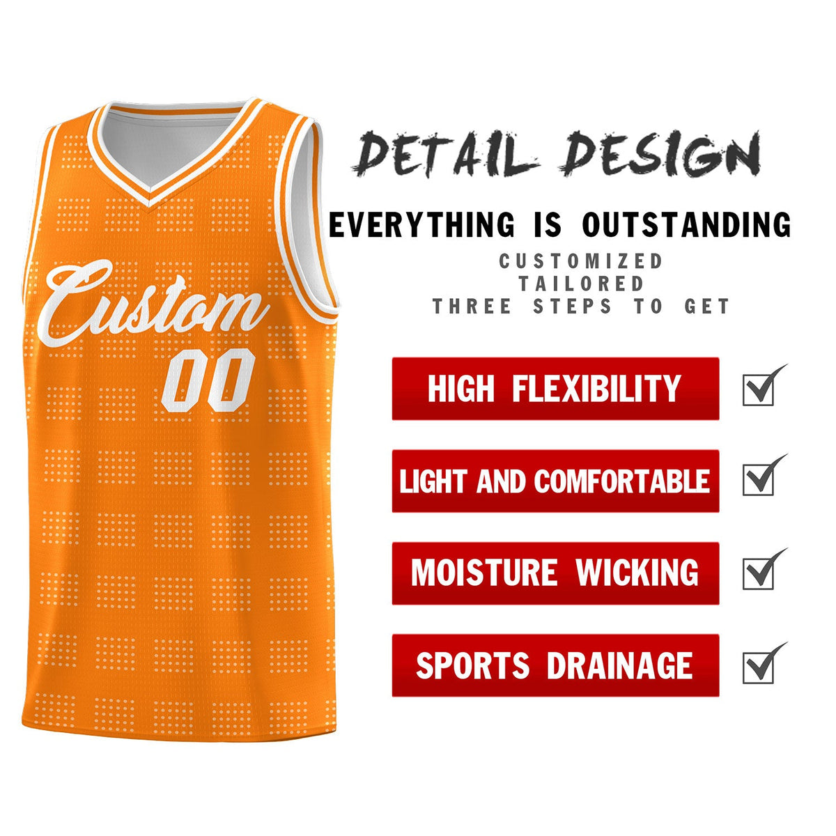 Custom Orange White Trailblazer Dot Pattern Sports Uniform Basketball Jersey