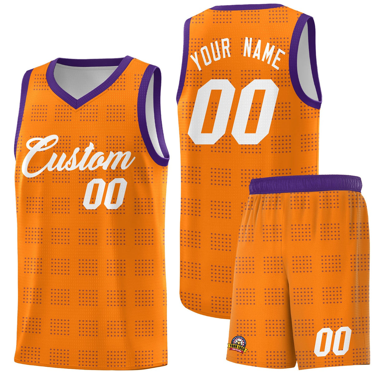 Custom Orange Purple Trailblazer Dot Pattern Sports Uniform Basketball Jersey