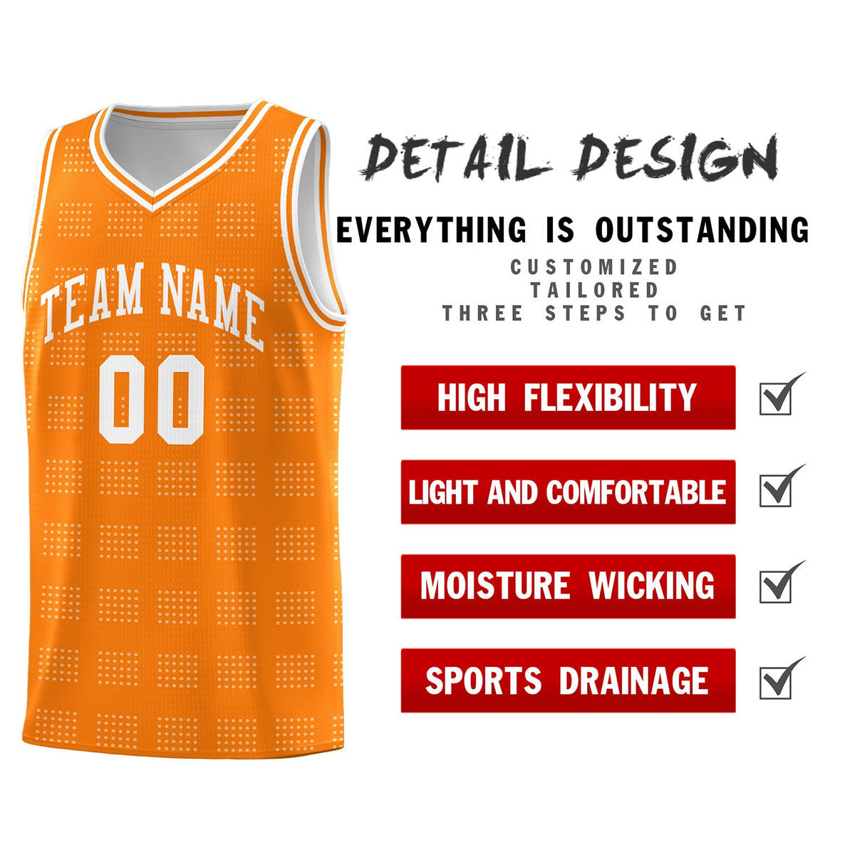 Custom Orange White Trailblazer Dot Pattern Sports Uniform Basketball Jersey