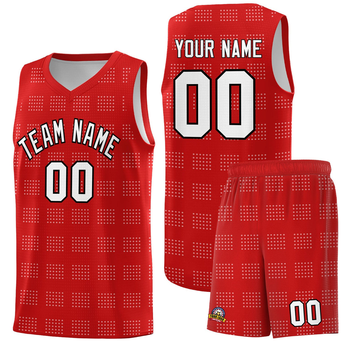 Custom Red White Trailblazer Dot Pattern Sports Uniform Basketball Jersey