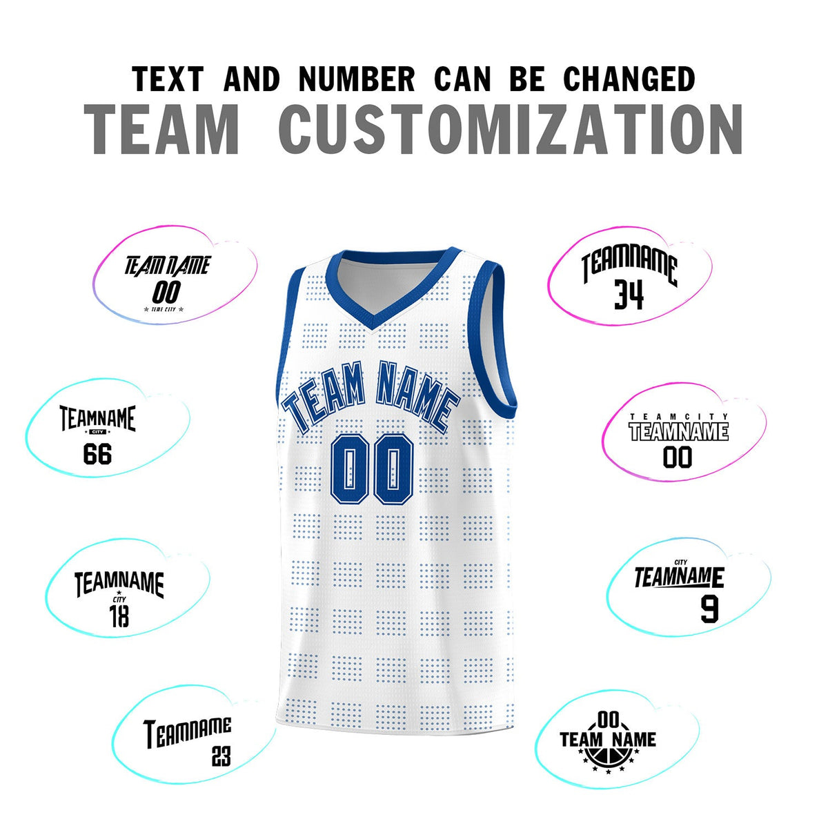 Custom White Royal Trailblazer Dot Pattern Sports Uniform Basketball Jersey