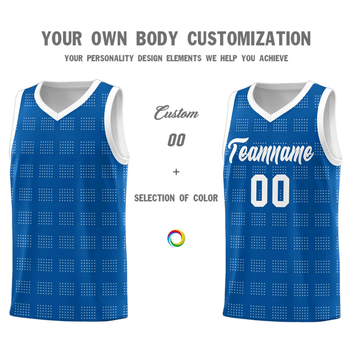 Custom Royal White Trailblazer Dot Pattern Sports Uniform Basketball Jersey