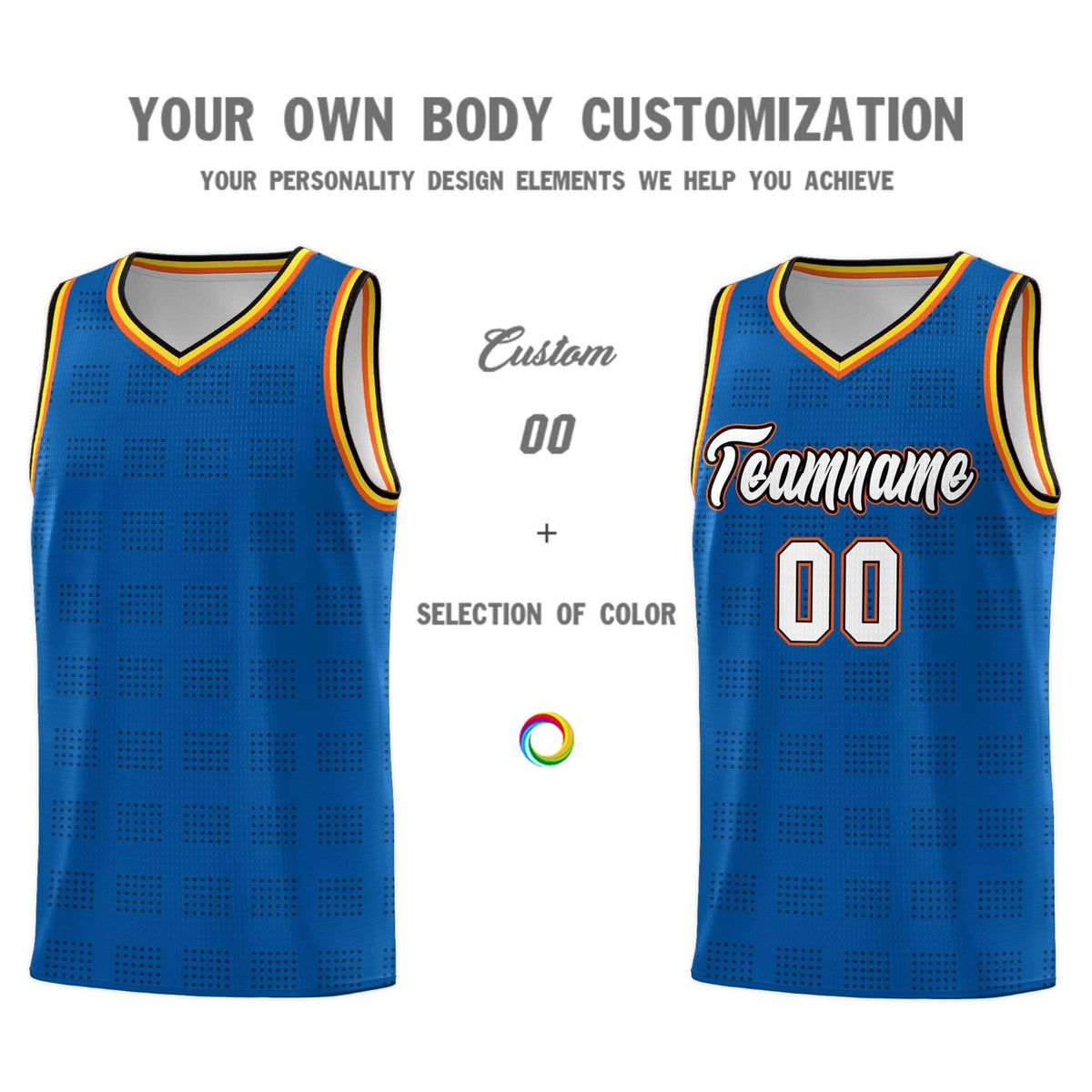 Custom Royal Black Trailblazer Dot Pattern Sports Uniform Basketball Jersey