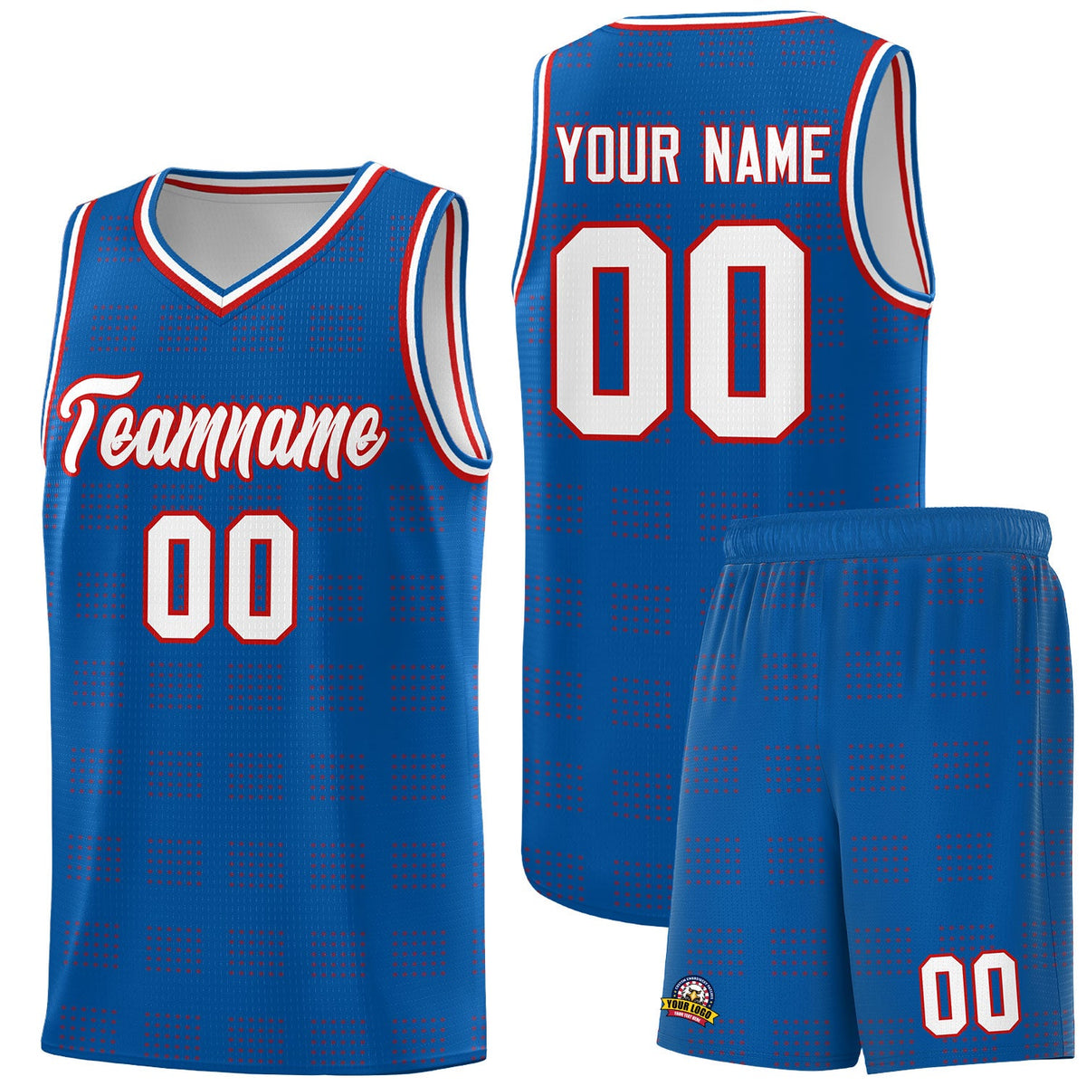 Custom Royal Red Trailblazer Dot Pattern Sports Uniform Basketball Jersey