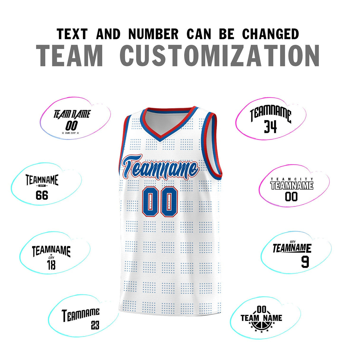 Custom White Royal Trailblazer Dot Pattern Sports Uniform Basketball Jersey