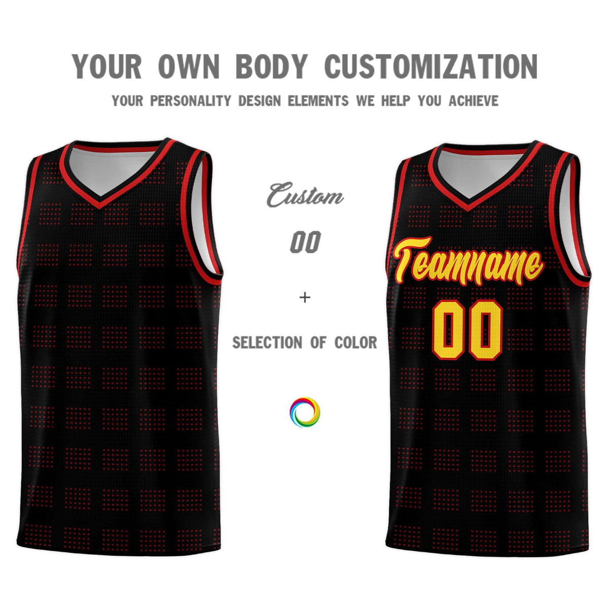 Custom Black Red Trailblazer Dot Pattern Sports Uniform Basketball Jersey