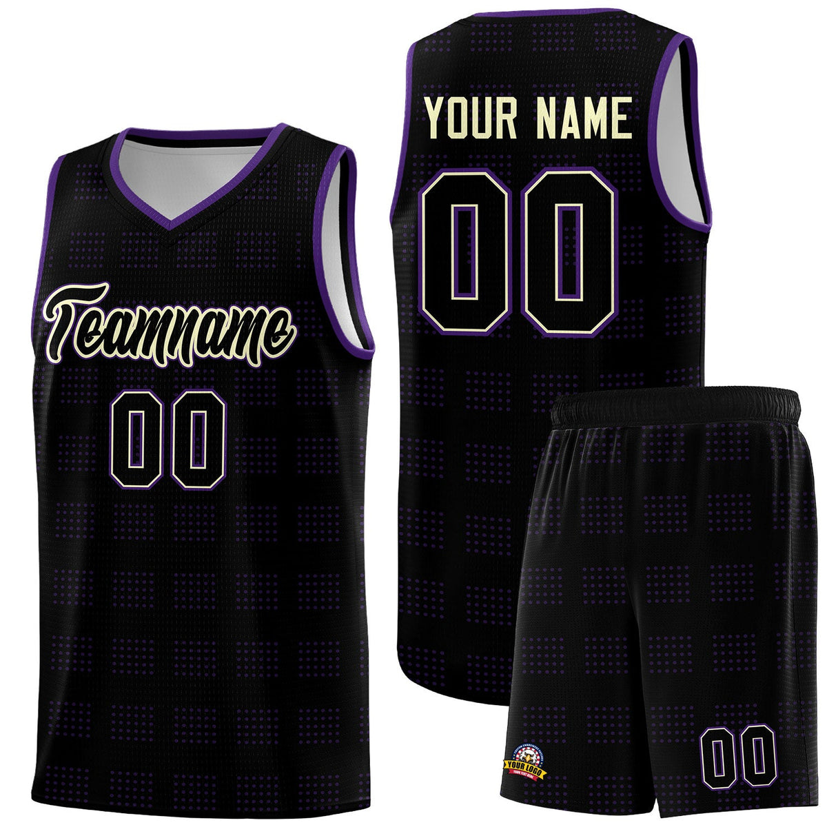 Custom Black Purple Trailblazer Dot Pattern Sports Uniform Basketball Jersey