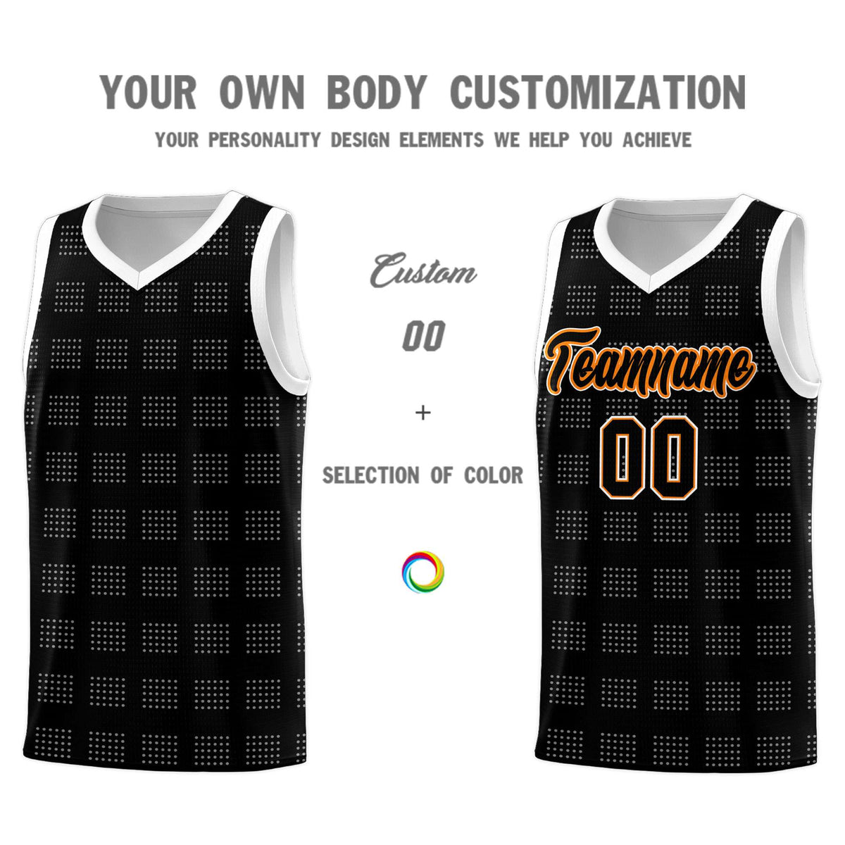 Custom Black White Trailblazer Dot Pattern Sports Uniform Basketball Jersey