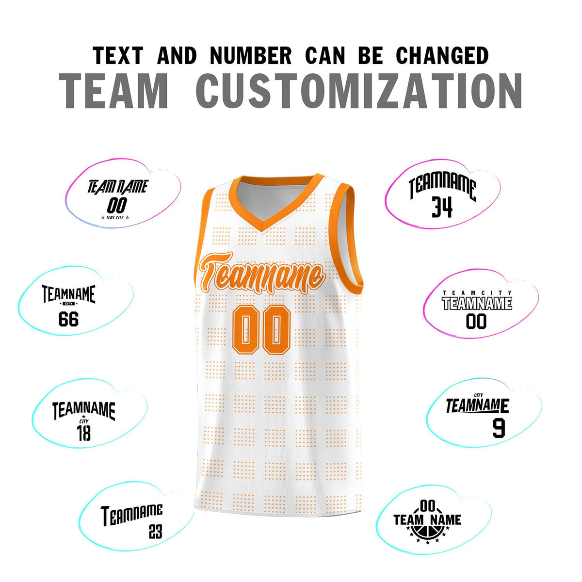 Custom White Orange Trailblazer Dot Pattern Sports Uniform Basketball Jersey
