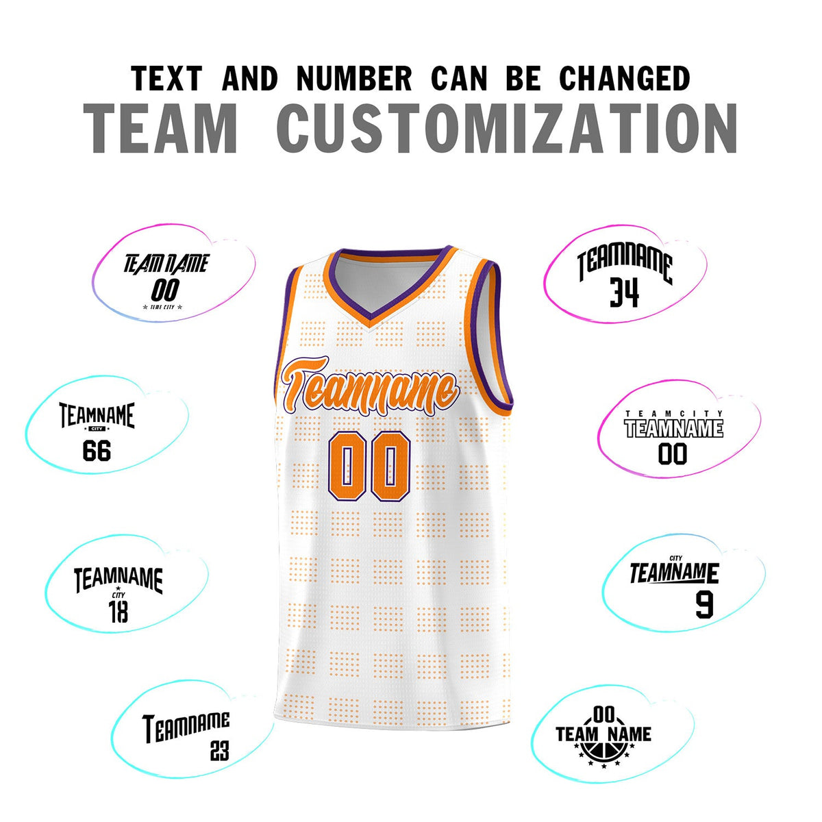 Custom White Orange Trailblazer Dot Pattern Sports Uniform Basketball Jersey