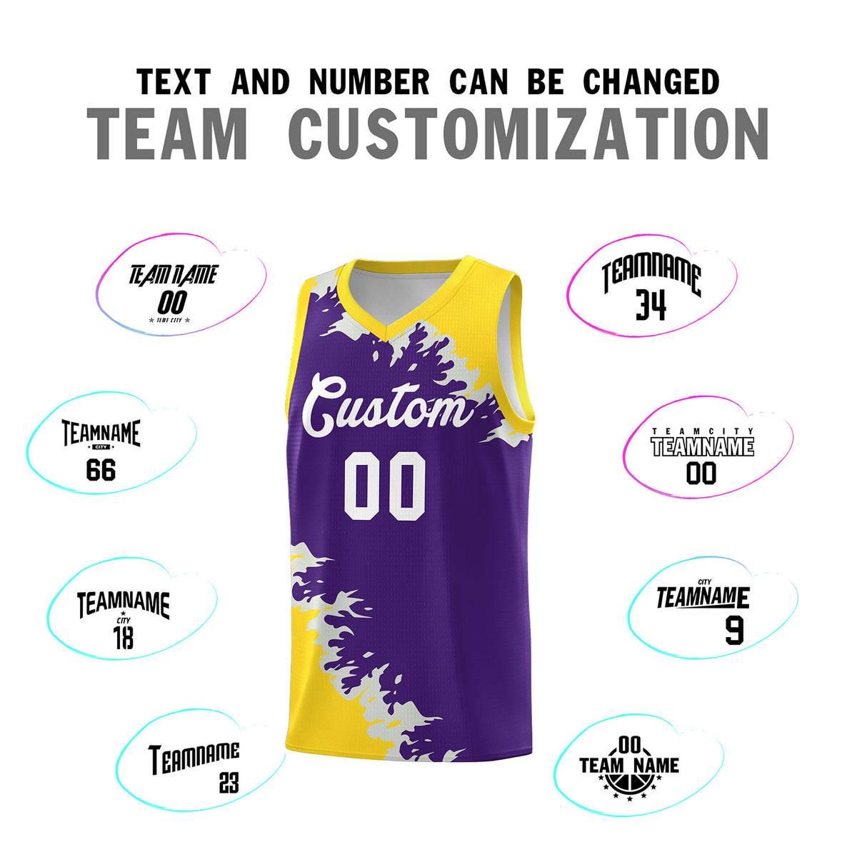Custom Purple Gold-Gray Sparkle Print Pattern Basketball Kits