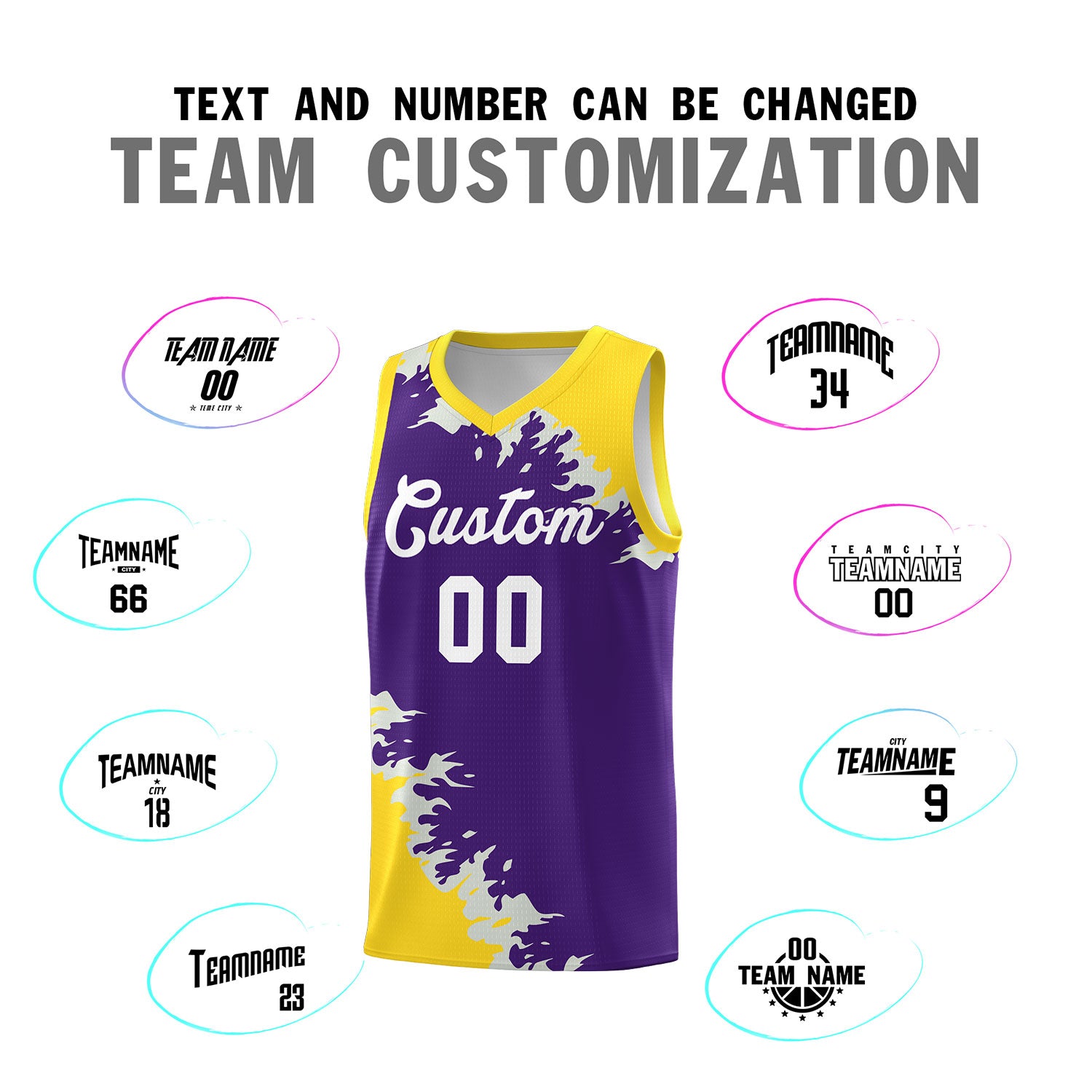 Custom Purple Gold-Gray Sparkle Print Pattern Basketball Kits