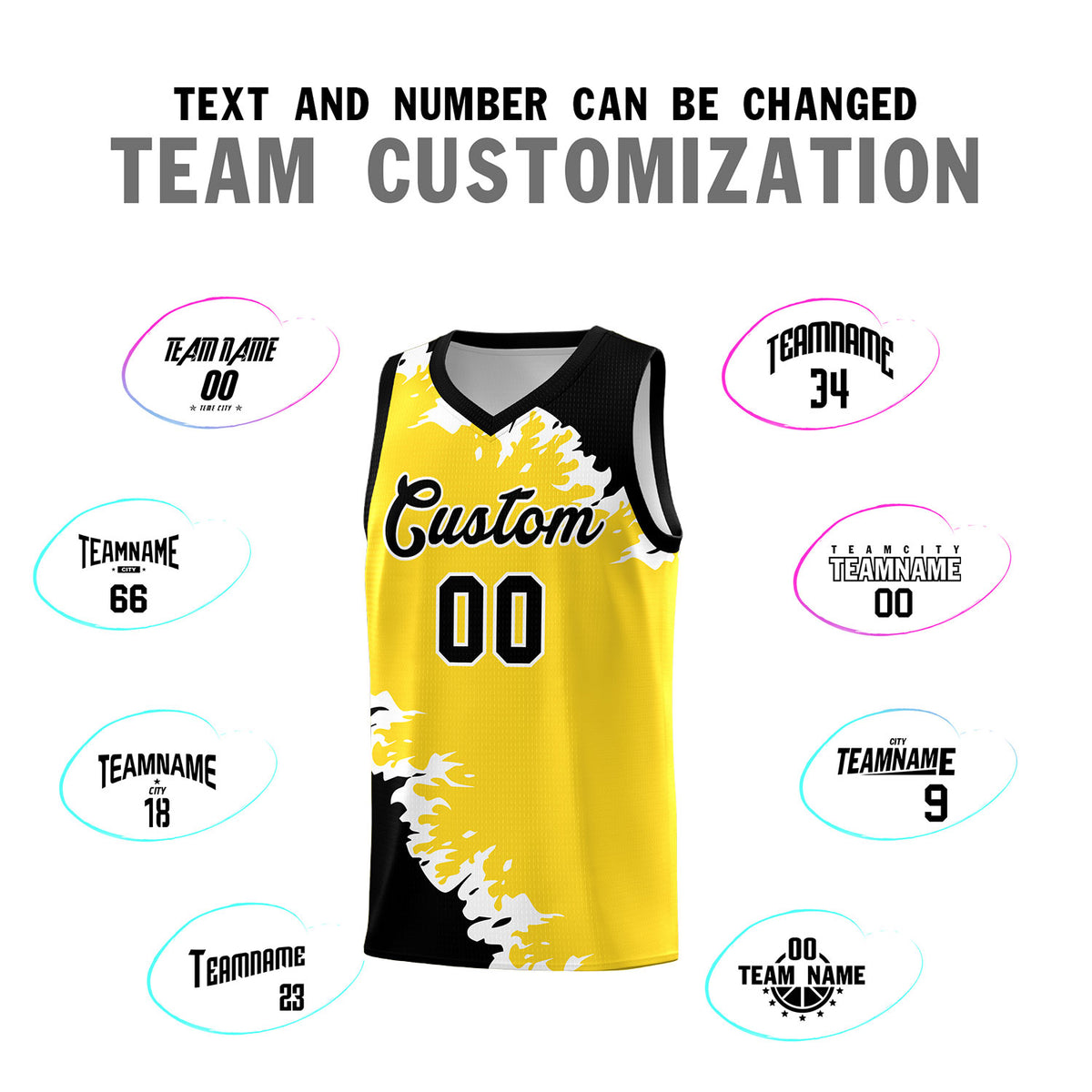 Custom Gold Black-White Sparkle Print Pattern Basketball Kits