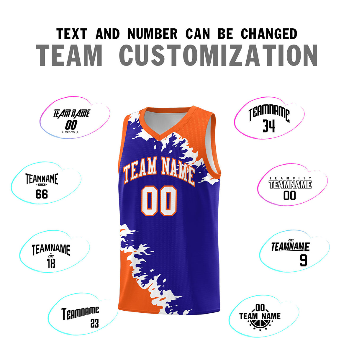 Custom Royal Orange-White Sparkle Print Pattern Basketball Kits