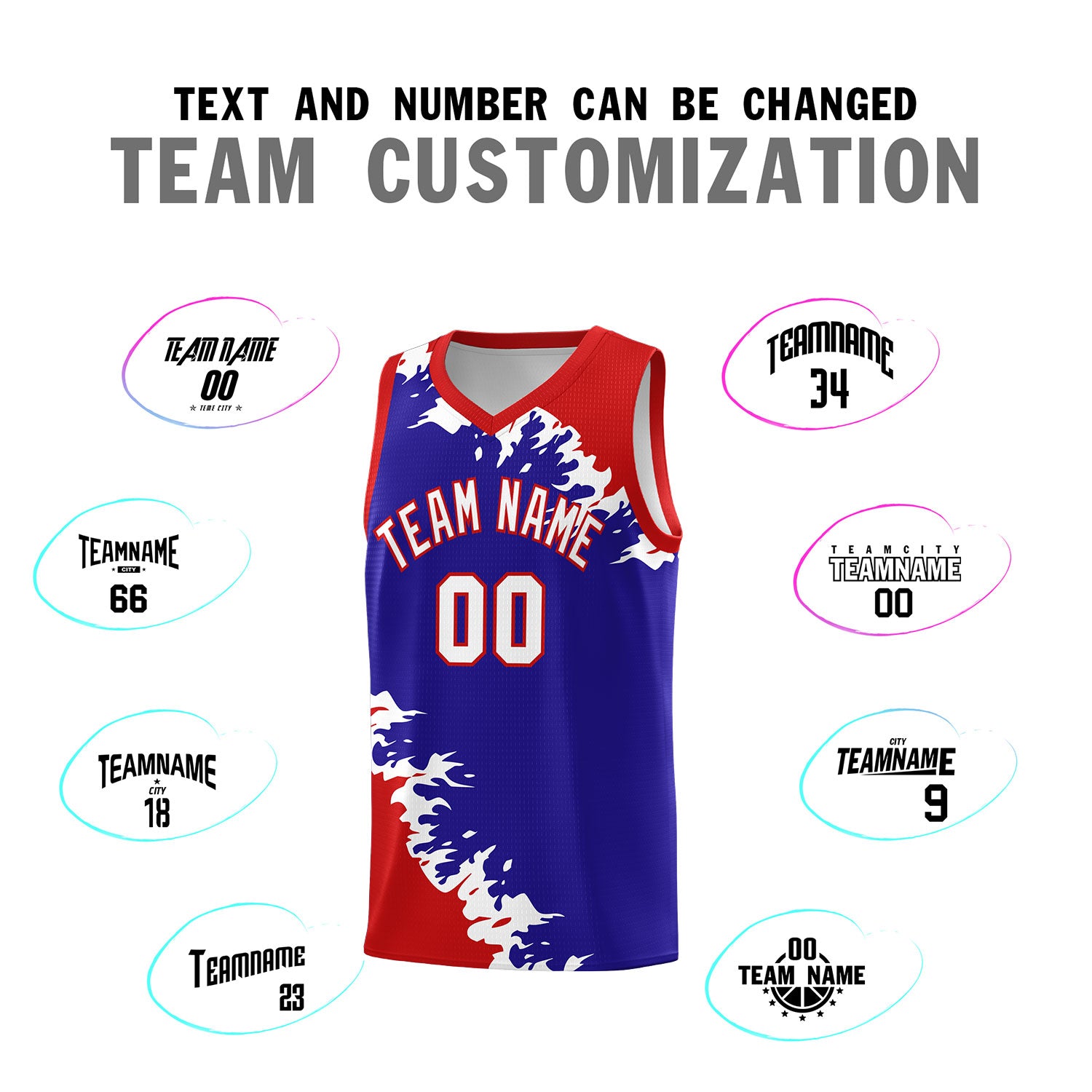 Custom Royal Red-White Sparkle Print Pattern Basketball Kits