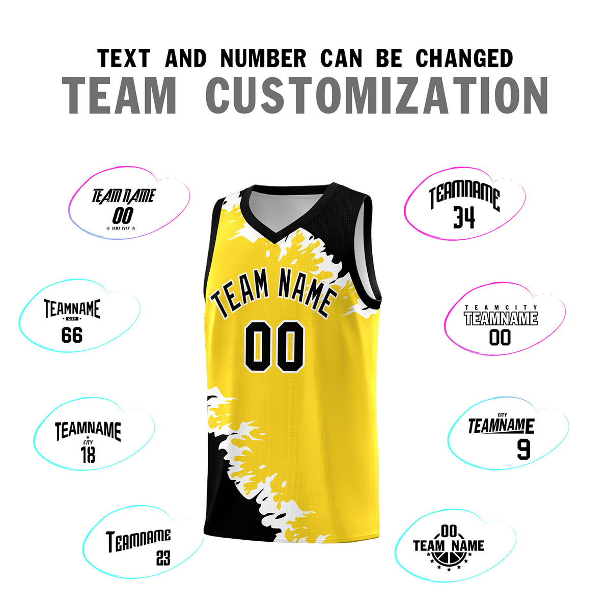 Custom Gold Black-White Sparkle Print Pattern Basketball Kits