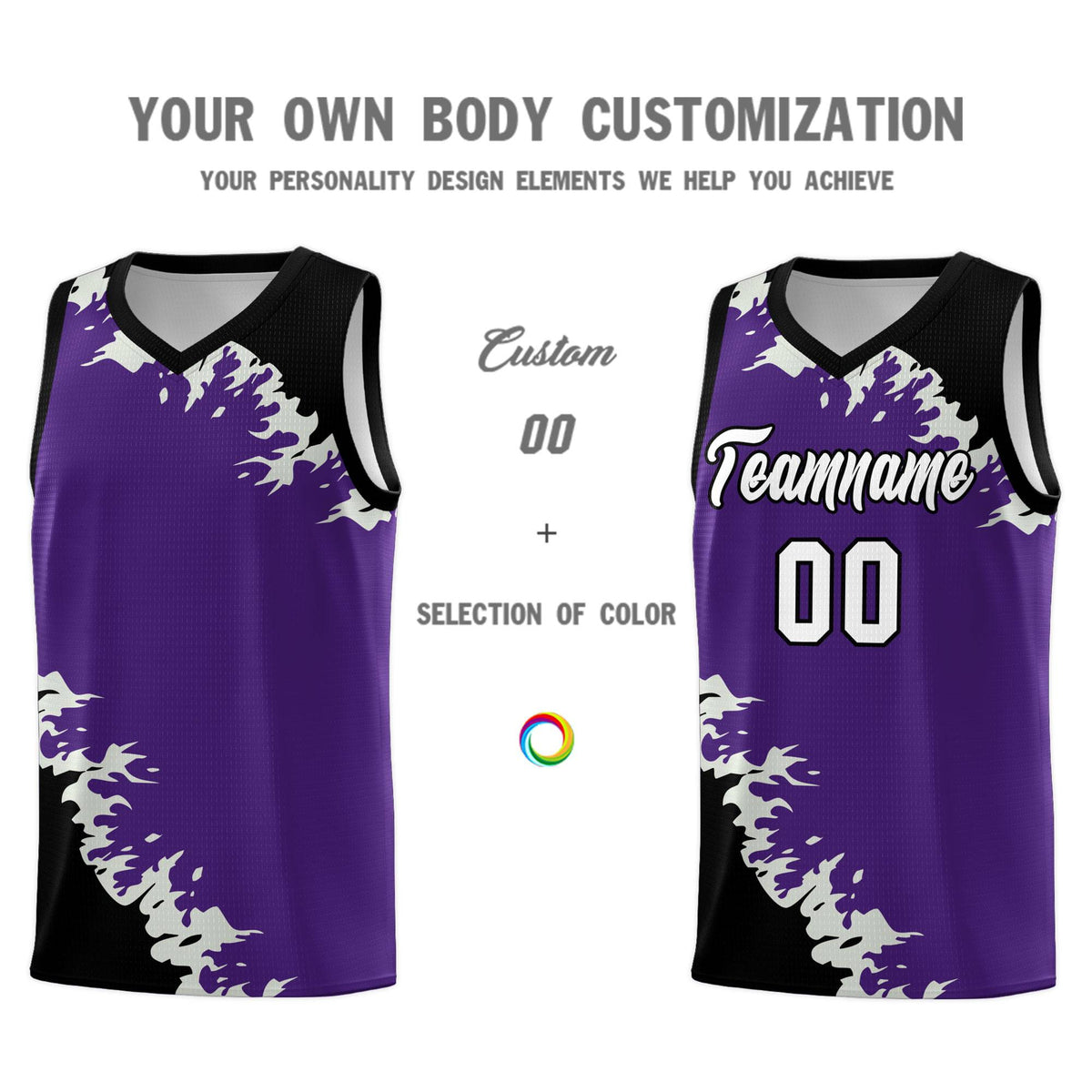 Custom Purple Black-Gray Sparkle Print Pattern Basketball Kits