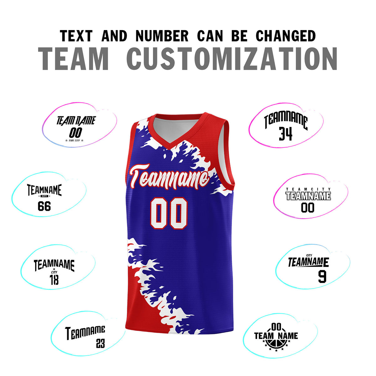 Custom Royal Red-White Sparkle Print Pattern Basketball Kits