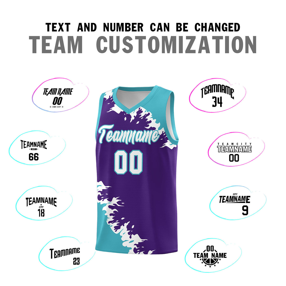 Custom Purple Sky Blue-White Sparkle Print Pattern Basketball Kits