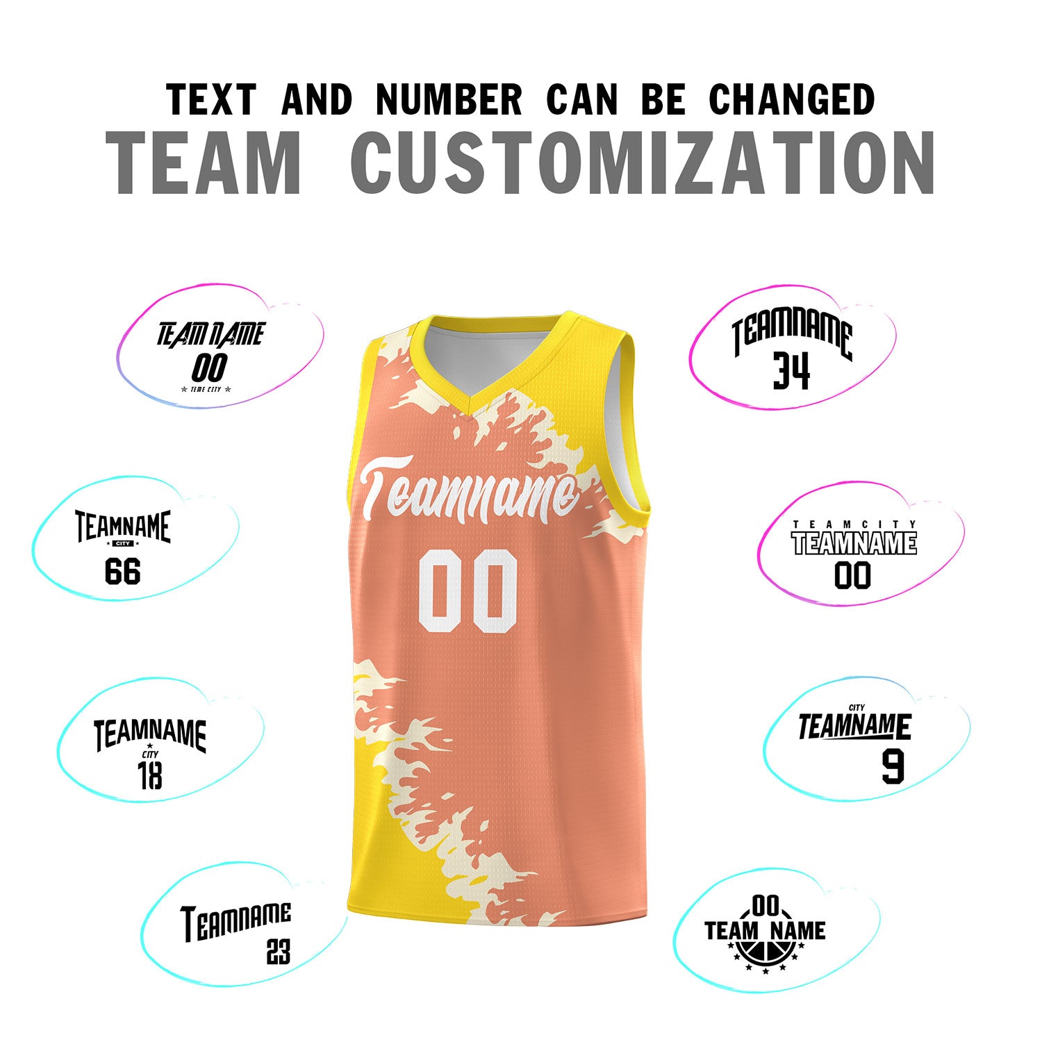 Custom Light Orange Gold-Cream Sparkle Print Pattern Basketball Kits