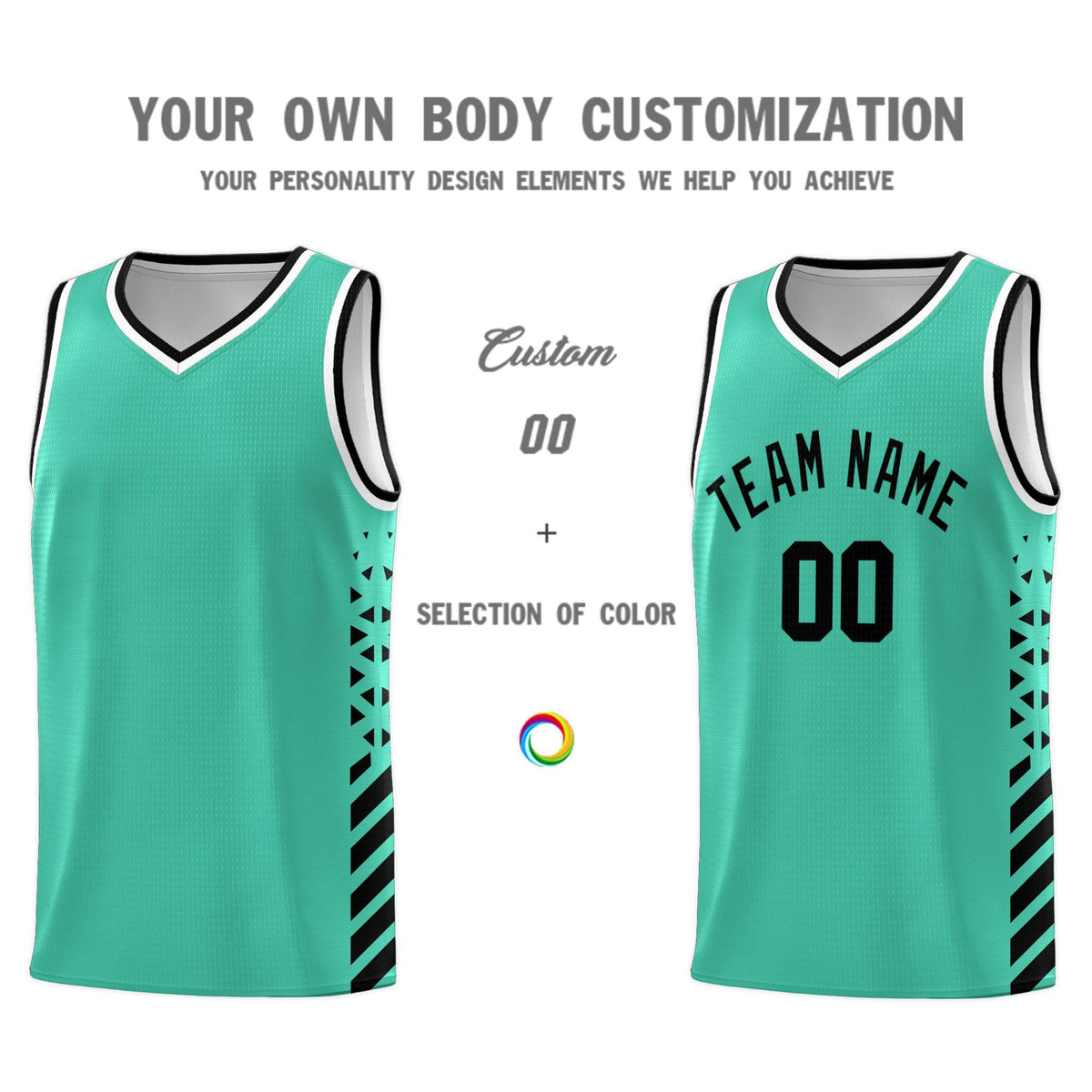 Custom Bright Green Basketball Kits With Side Black Diamond Stripe Pattern