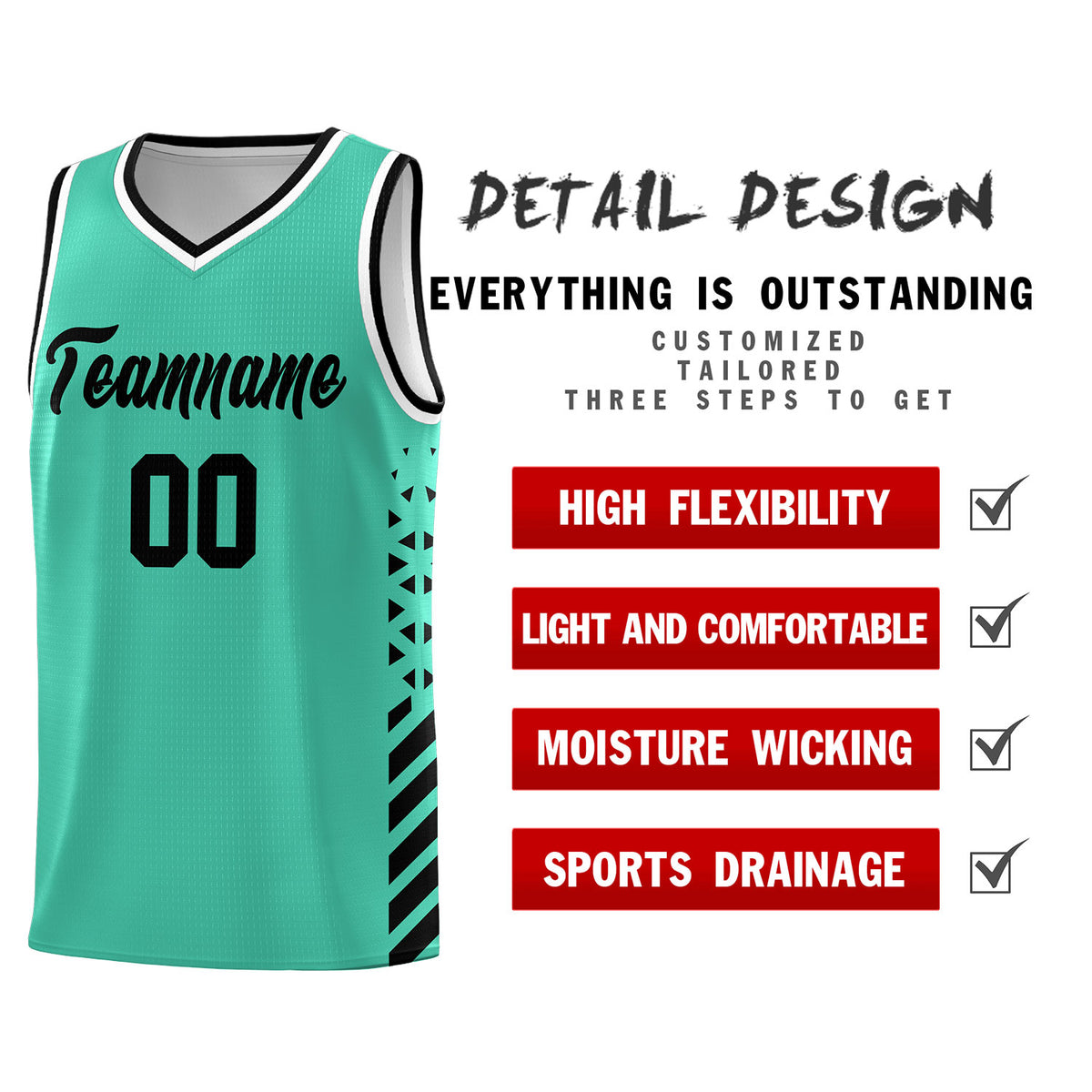 Custom Bright Green Basketball Kits With Side Black Diamond Stripe Pattern