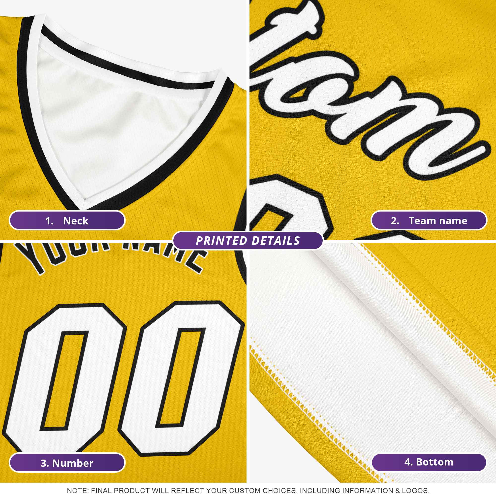 Custom White Basketball Kits With Side Old Gold Diamond Stripe Pattern
