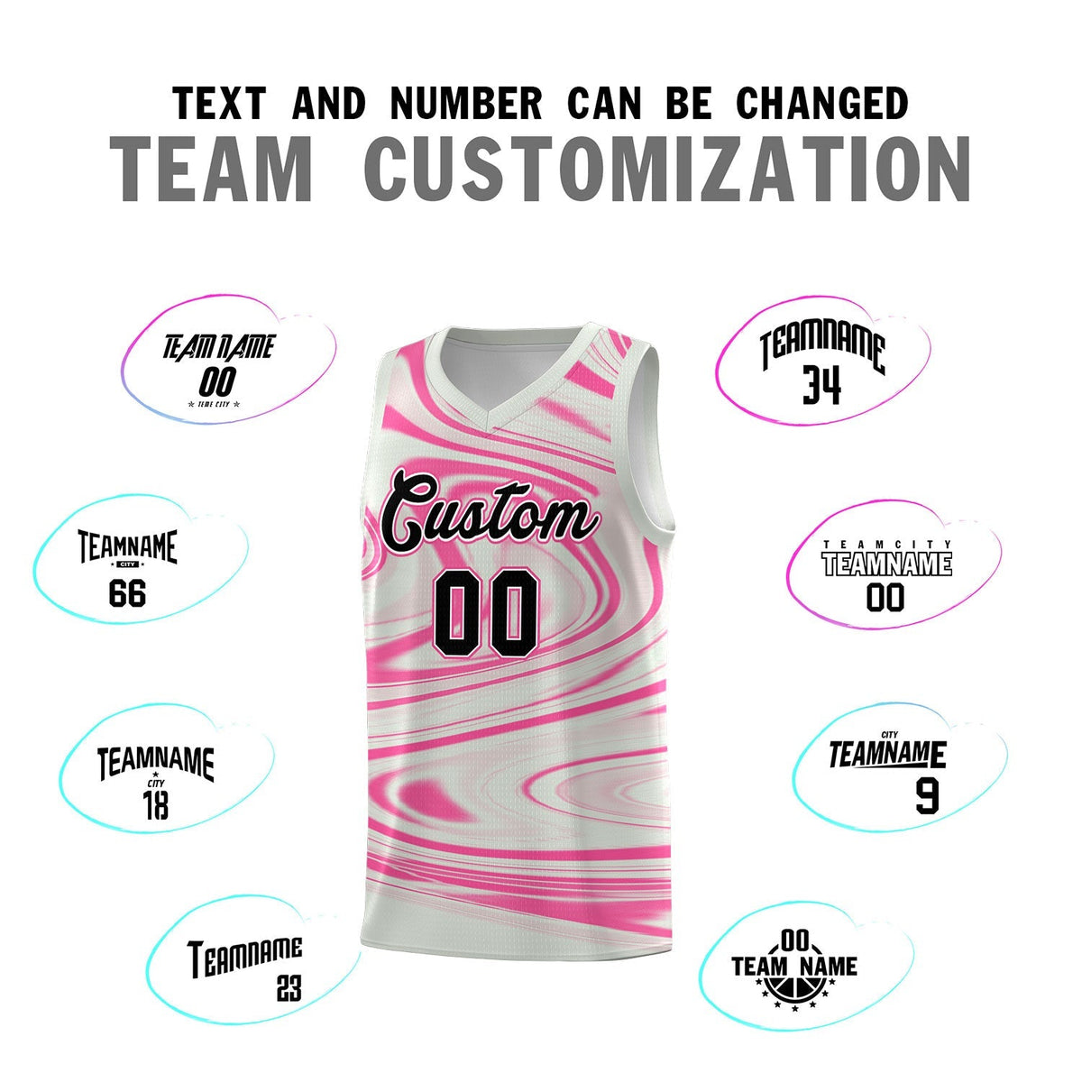 Custom Gray Pink Graffiti Pattern Fluids Style Sports Uniform Basketball Jersey Sets