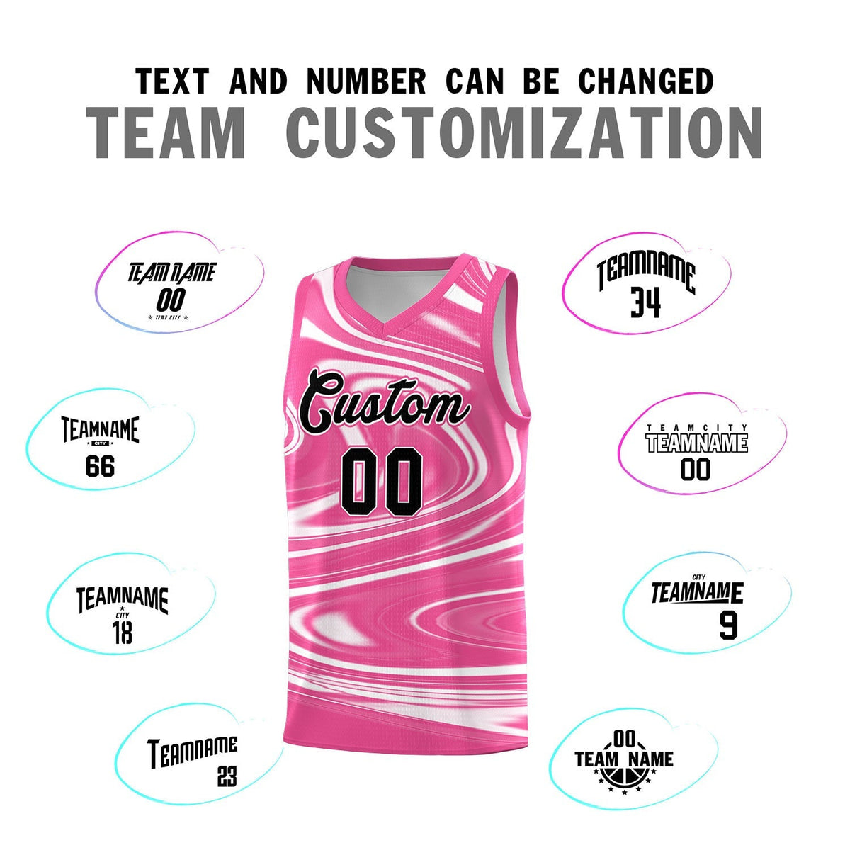 Custom Pink White Graffiti Pattern Fluids Style Sports Uniform Basketball Jersey Sets