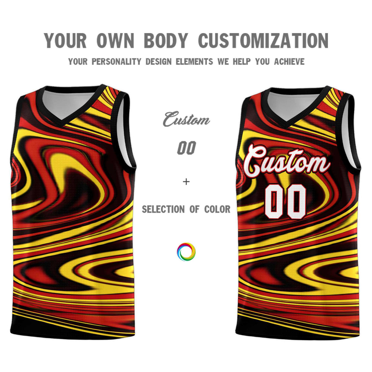 Custom Black Red Graffiti Pattern Fluids Style Sports Uniform Basketball Jersey Sets