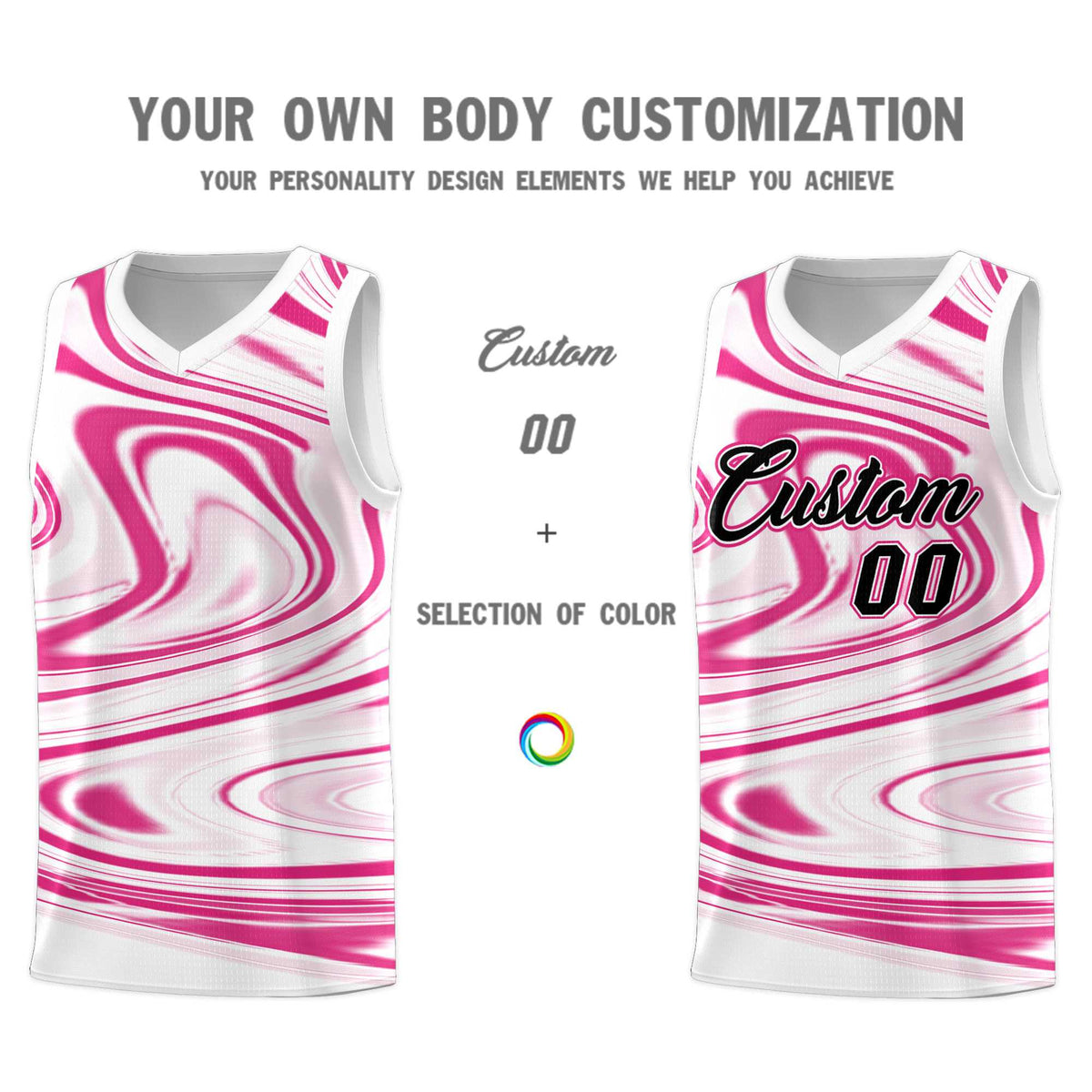 Custom White Pink Graffiti Pattern Fluids Style Sports Uniform Basketball Jersey Sets