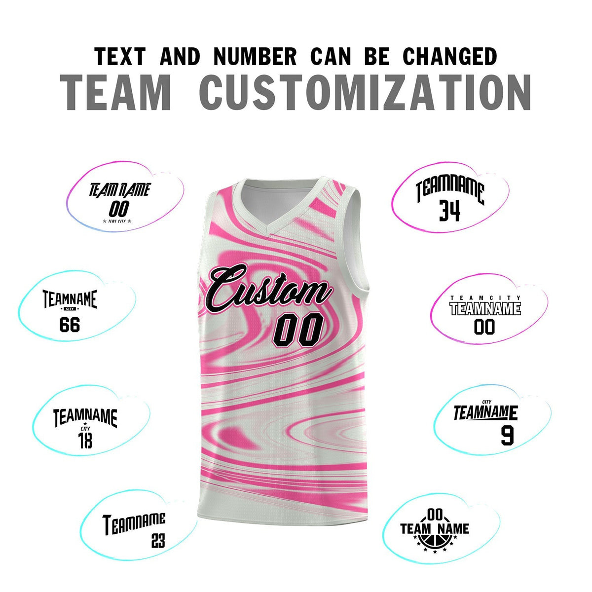 Custom Gray Pink Graffiti Pattern Fluids Style Sports Uniform Basketball Jersey Sets