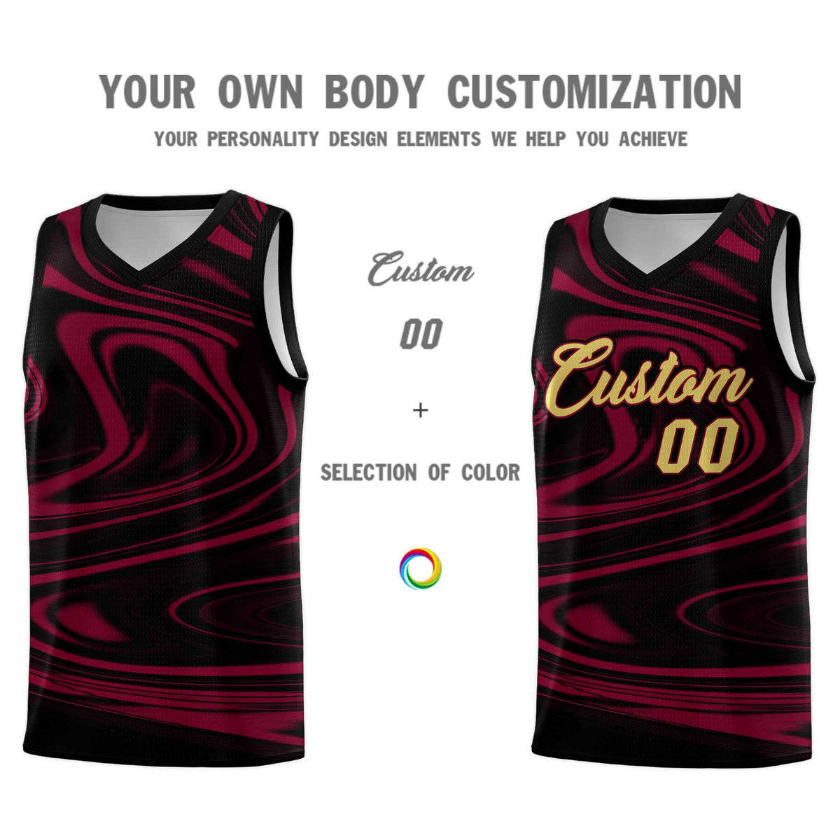 Custom Black Crimson Graffiti Pattern Fluids Style Sports Uniform Basketball Jersey Sets