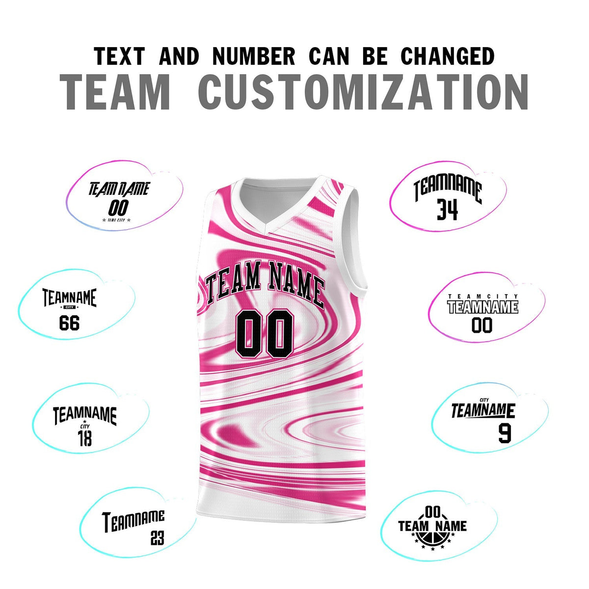 Custom White Pink Graffiti Pattern Fluids Style Sports Uniform Basketball Jersey Sets