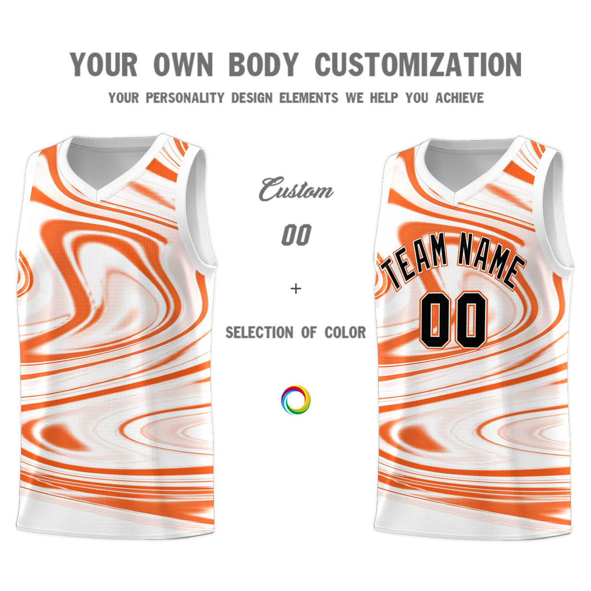 Custom White Orange Graffiti Pattern Fluids Style Sports Uniform Basketball Jersey Sets