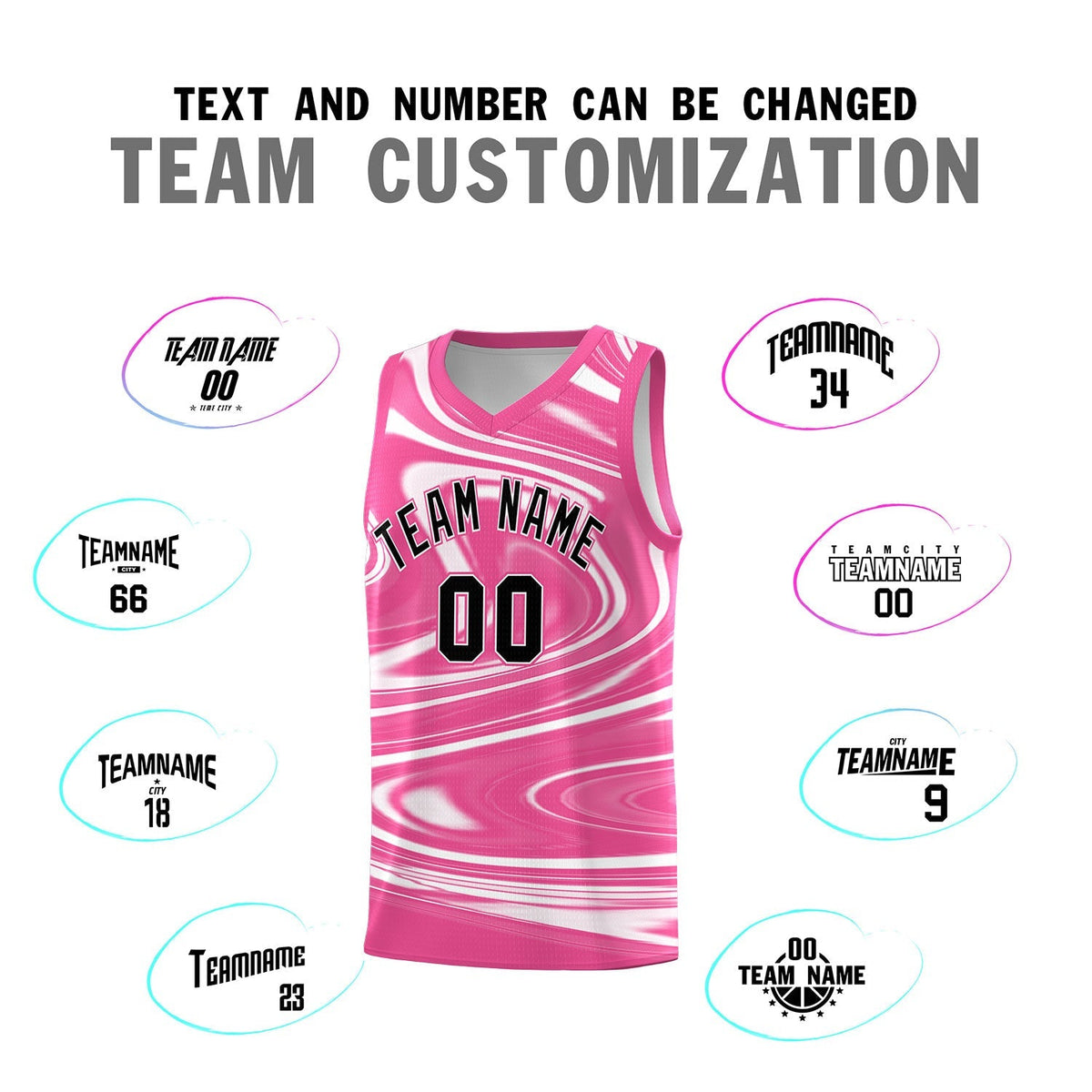 Custom Pink White Graffiti Pattern Fluids Style Sports Uniform Basketball Jersey Sets