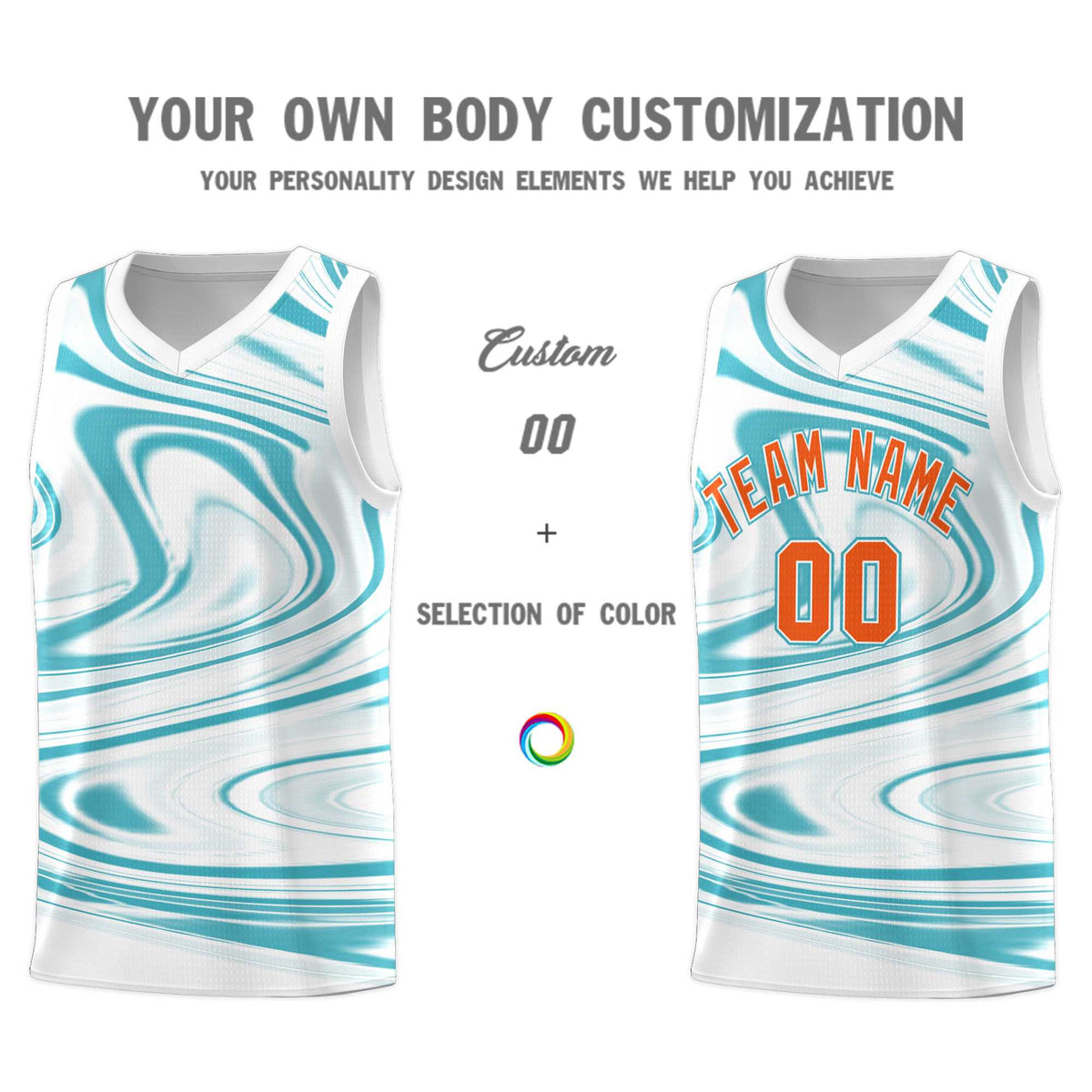 Custom White Aqua Graffiti Pattern Fluids Style Sports Uniform Basketball Jersey Sets