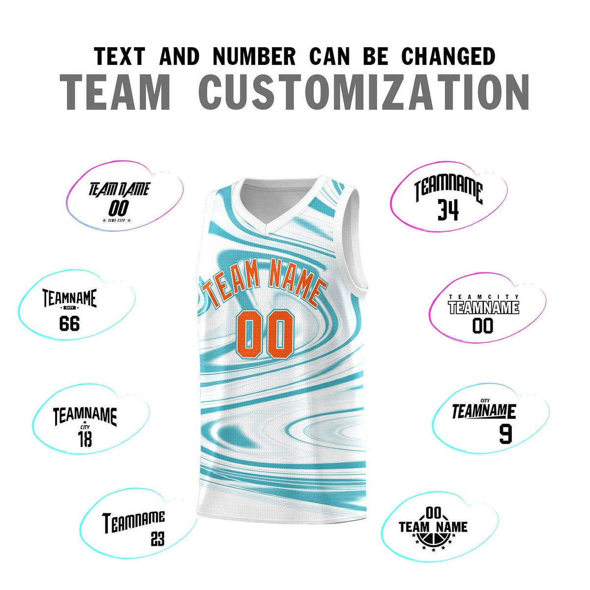Custom White Aqua Graffiti Pattern Fluids Style Sports Uniform Basketball Jersey Sets