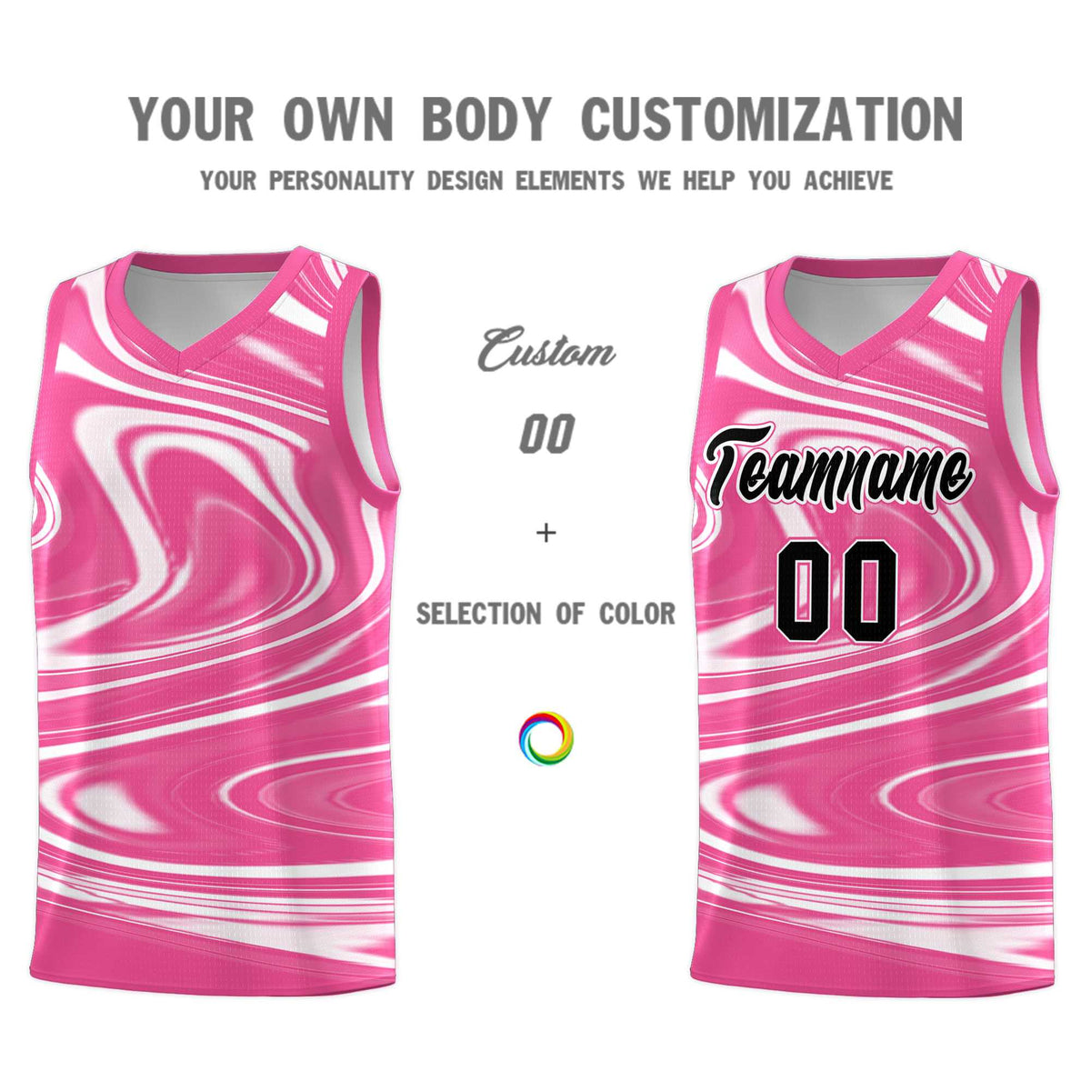 Custom Pink White Graffiti Pattern Fluids Style Sports Uniform Basketball Jersey Sets