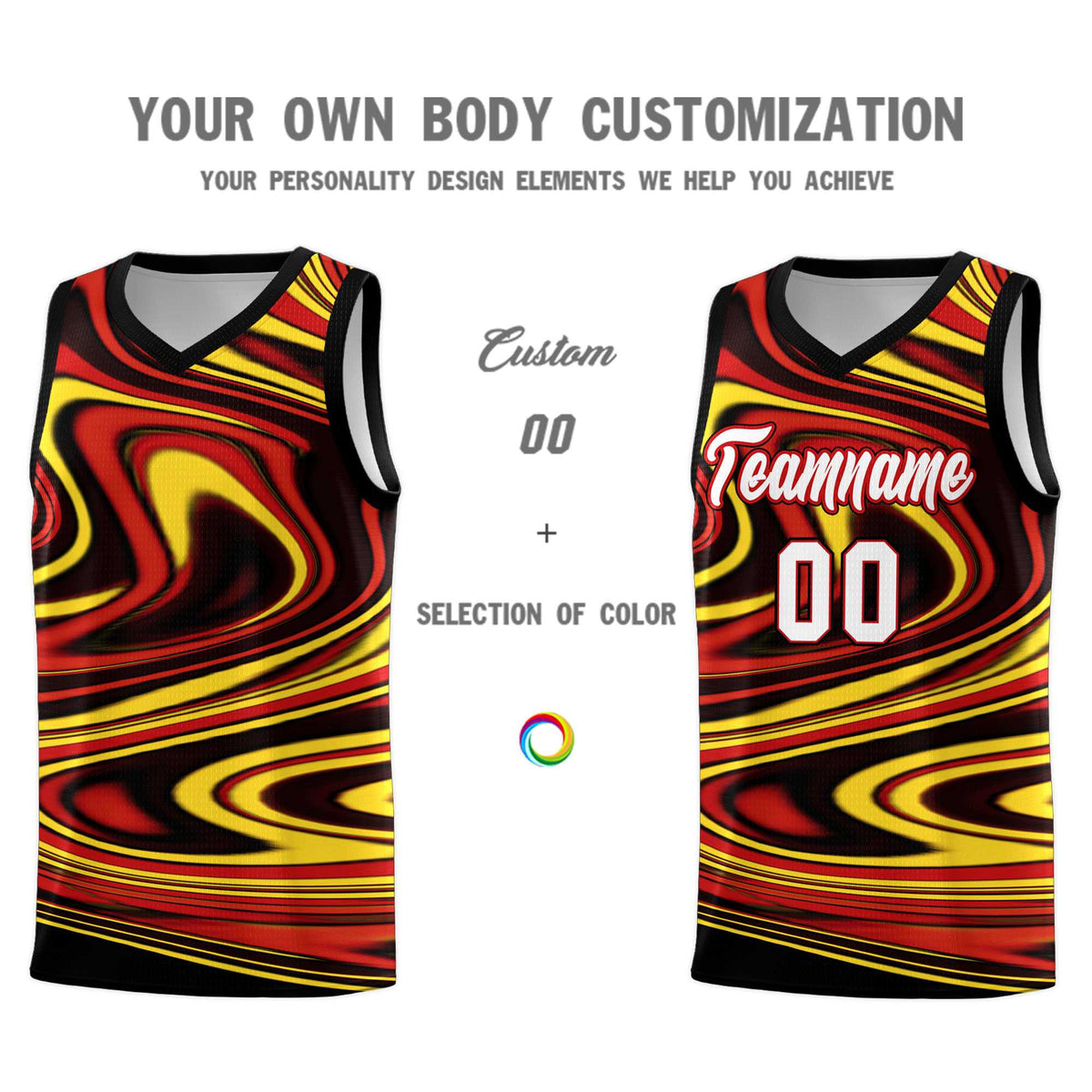 Custom Black Red Graffiti Pattern Fluids Style Sports Uniform Basketball Jersey Sets