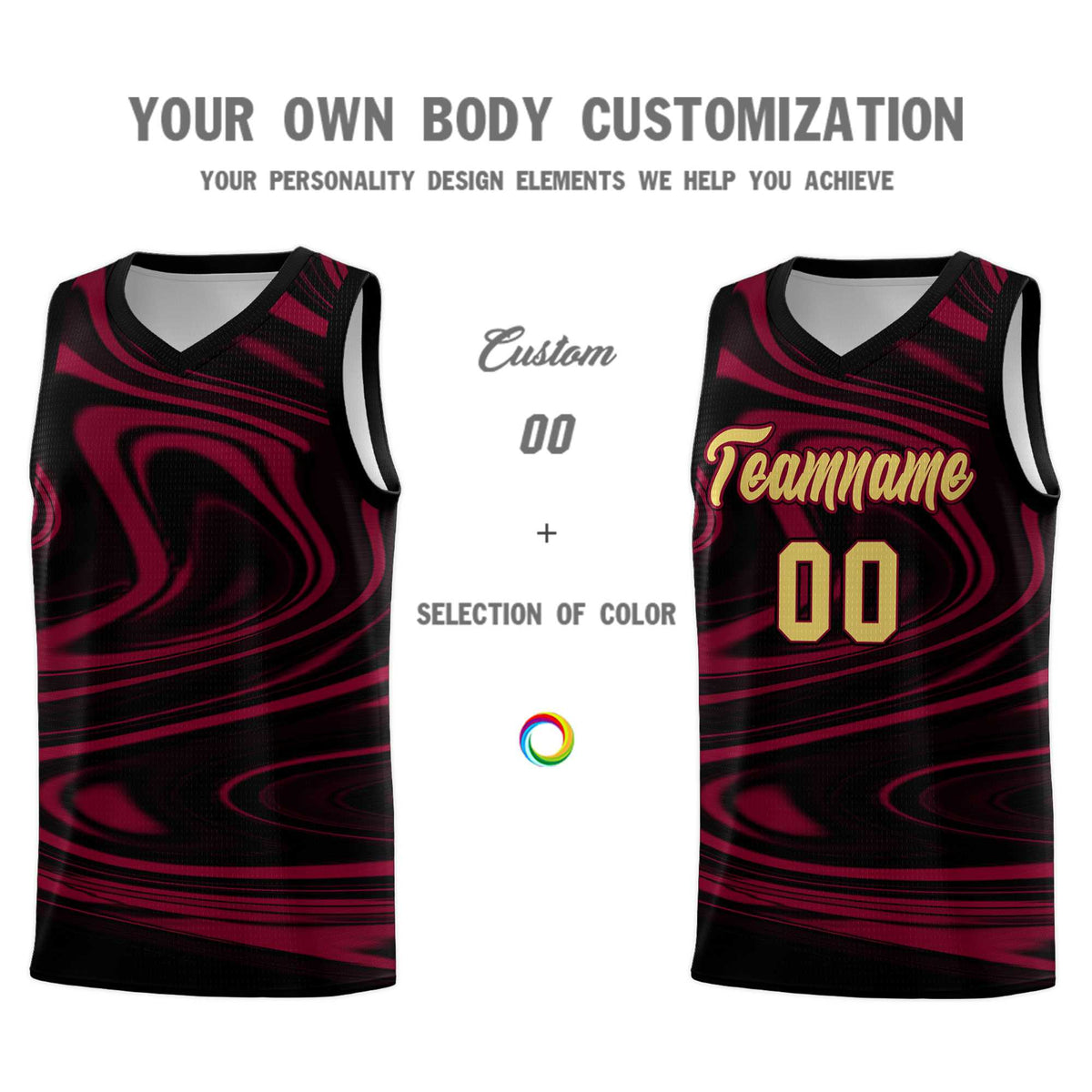 Custom Black Crimson Graffiti Pattern Fluids Style Sports Uniform Basketball Jersey Sets