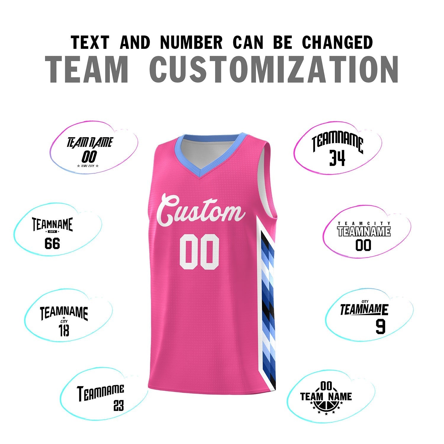 Custom Pink Mosaic Gradient Fashion Sports Uniform Basketball Jersey
